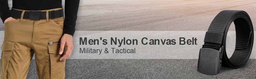 JASGOOD Mens Reversible Nylon-2 In 1 Belt, Ratchet Belt ,Web Casual Belt for Jeans Pants Men Golf Belt