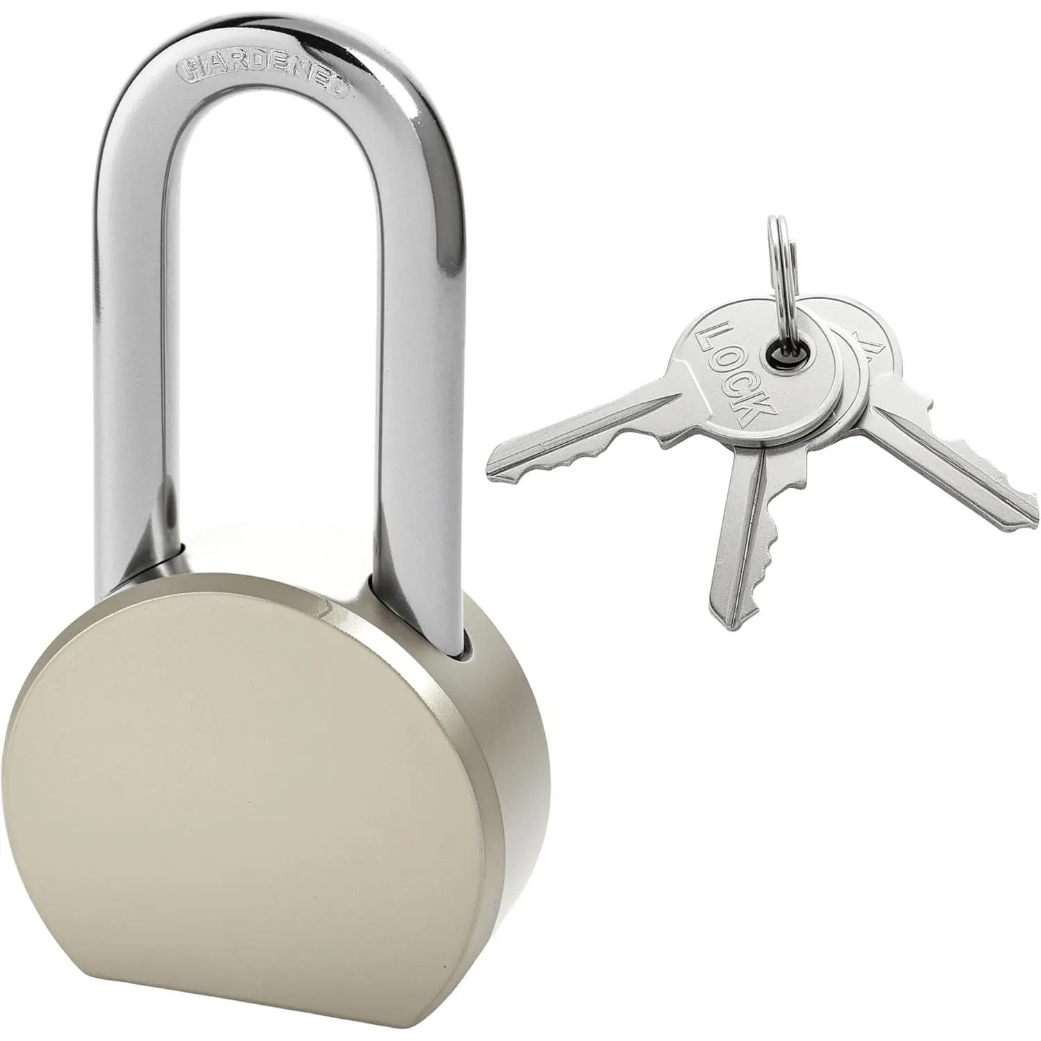 Large Duty Long Shackle Padlock, 11mm Chrome Steel Anti-Pick Waterproof Marine Lock with 3 Keys