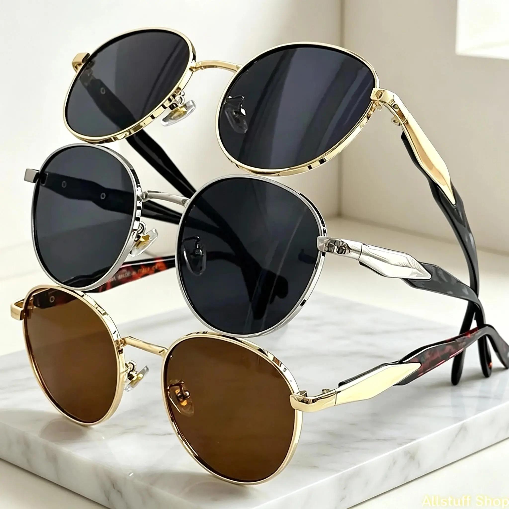 Women's Oval Sturdy Alloy Sunglasses - 90s Classic Vintage, Eye-Shaped Semi Rimless, Lightweight Slim, UV Protection Lenses, Casual Daily Ready Stylish Accessories
