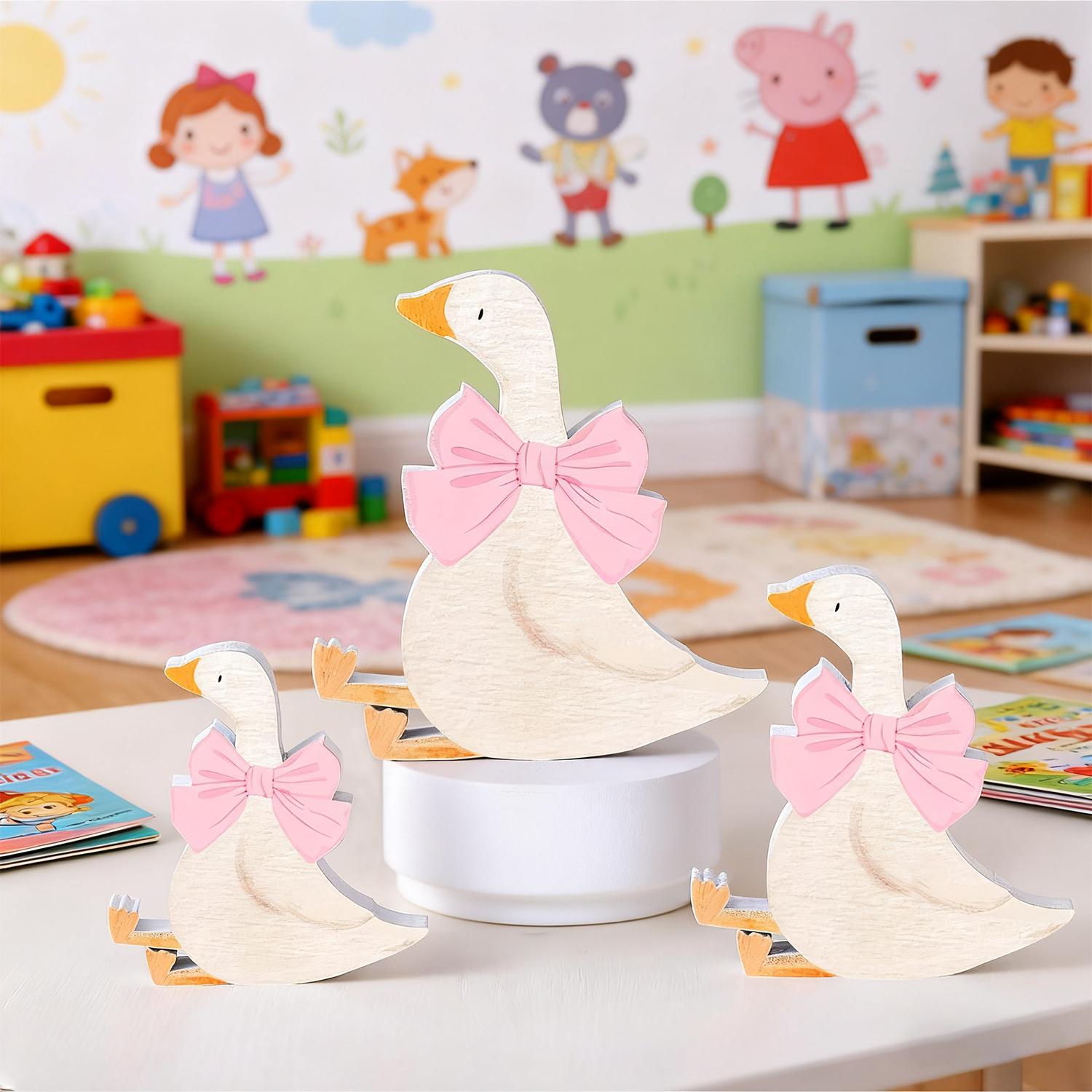 3 Piece Set Goose Birthday Party Decor Bow PVC Material Baby Shower Decoration Party Decoration Supplies Fun Dining Table Centerpiece Gift Layered Tray