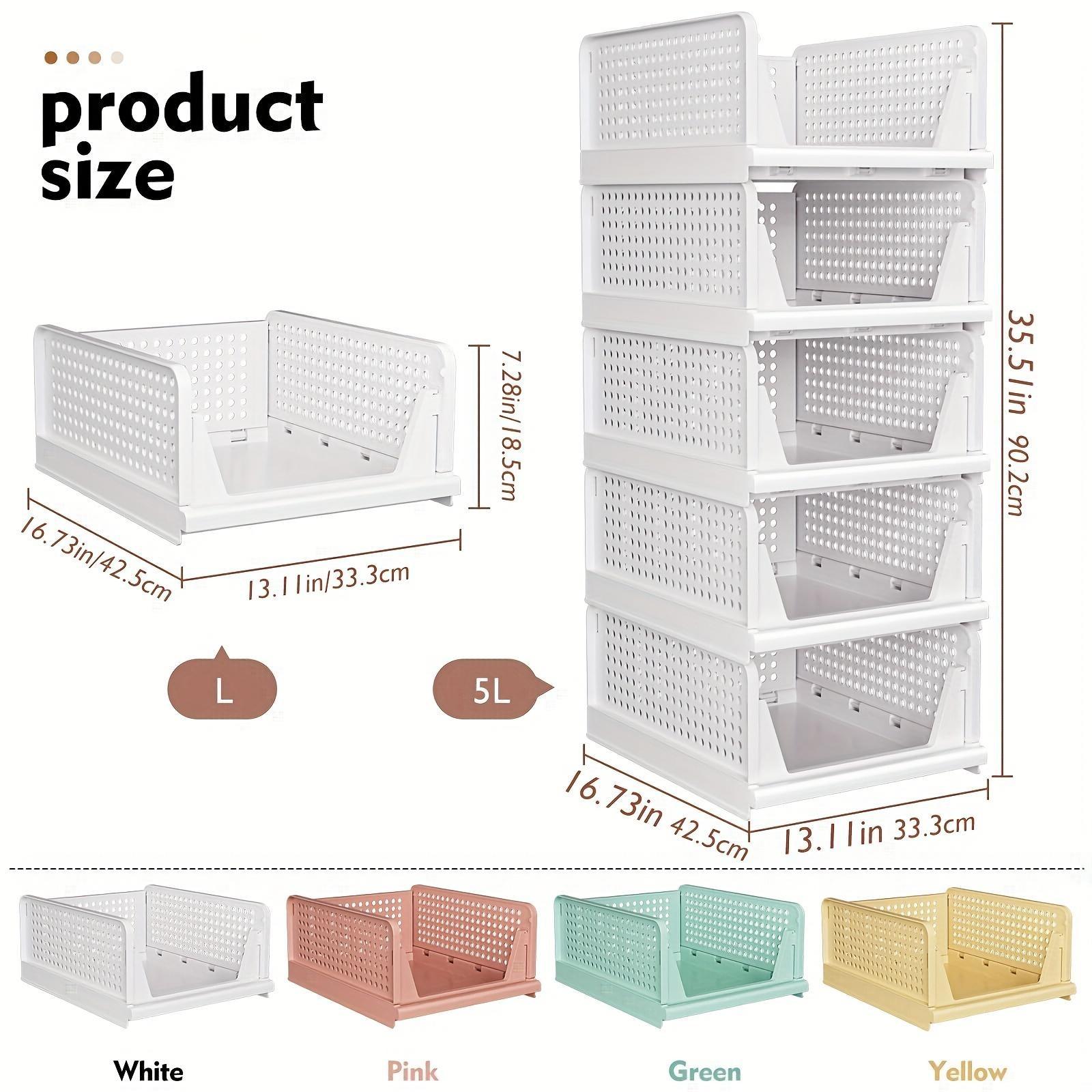 Stackable Drawer Clothes Organizer Box with Foldable Divider, Space-Saving Closet Storage Solution, Durable Plastic, No Assembly Needed