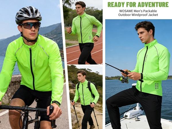 WOSAWE Cycling Wind Jacket Loose & Comfortable, Tailored Fit Reflective Design  ,Lightweight  Portable Sun Blocking- Breathable, Zip-Up Sports Coat for Outdoor Riding Activities