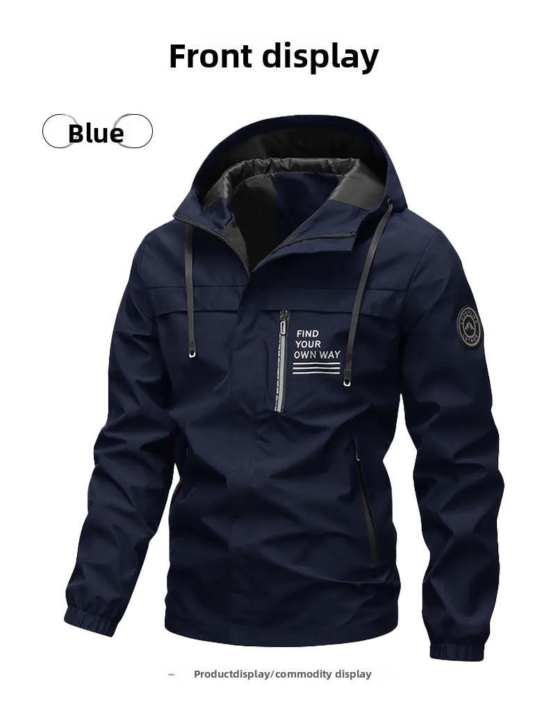 Men's Waterproof Windproof Hooded Outdoor Jacket - New Spring & Autumn Loose-Fit Sports Coat (Couple-Compatible Mountaineering Style)
