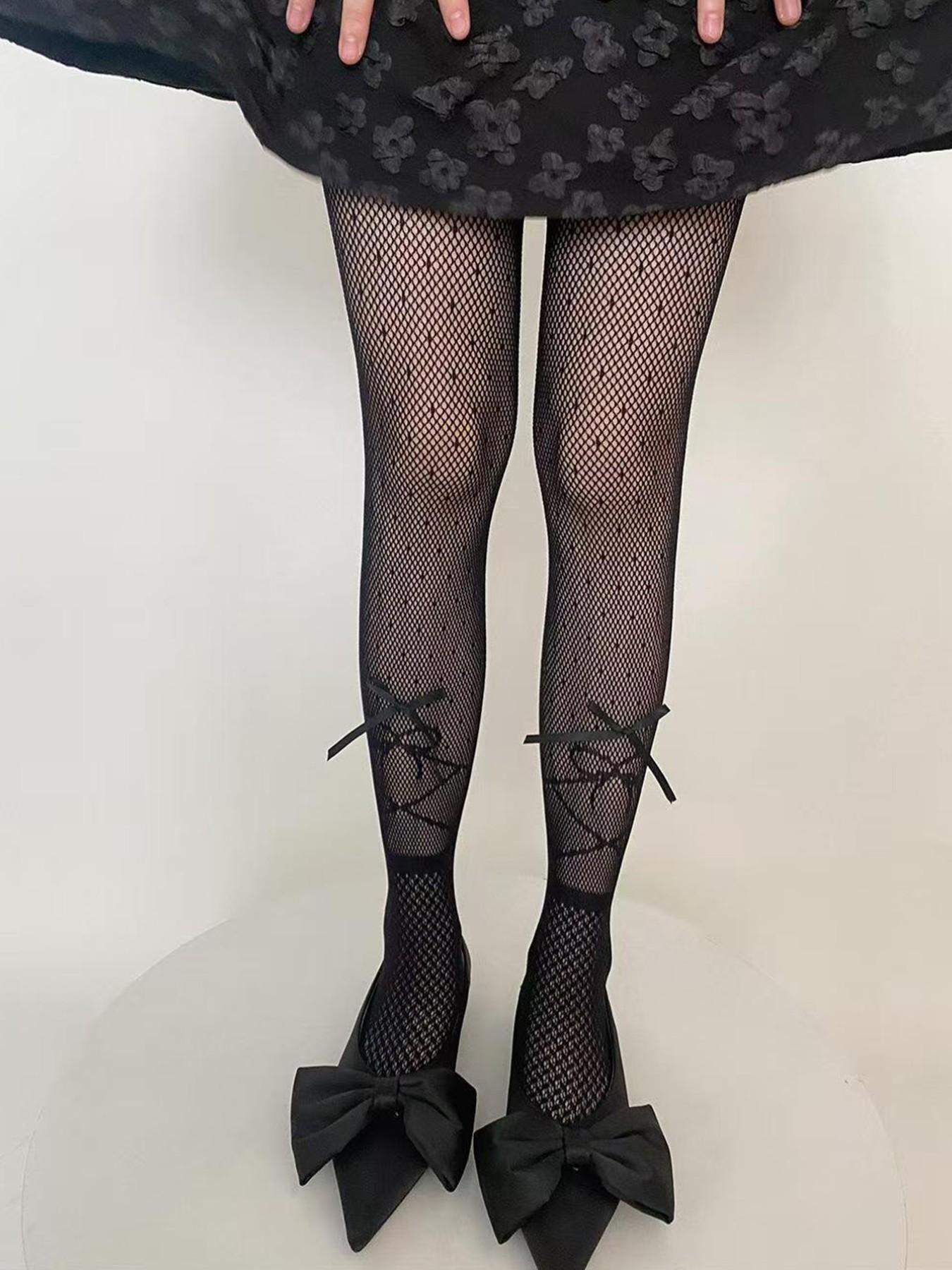 Floral Rhombus Fishnet Leggings, Y2K High Stretch Thin Stockings, Sweet Cool Girl Versatile Stockings, / Optional