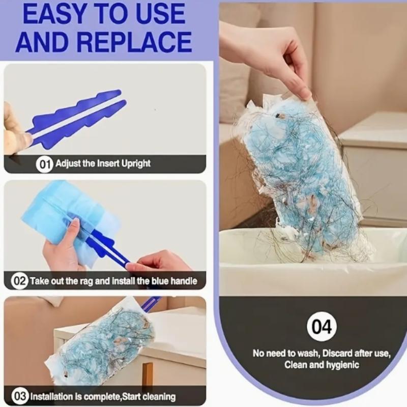30pcs Disposable Dust Cleaner Refills + 1 Handle, Static Electric Head Replacement Parts, Easy Remove Electronics Furniture Blinds Fans Dust