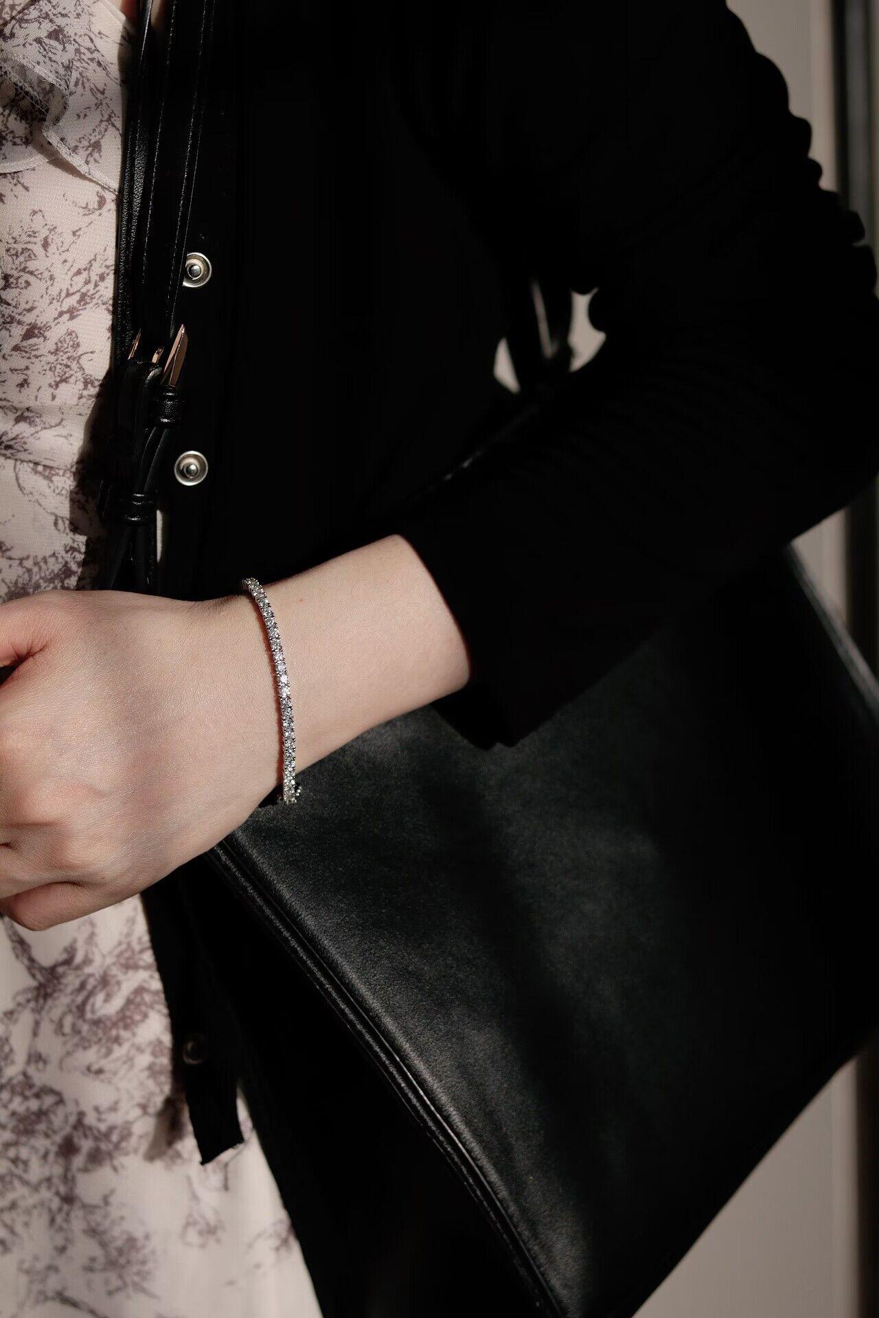 【#207 Classic Tennis Bracelet】3mm 5.2Carat Classic Tennis Bracelet Synthetic Moissanite Tennis Bracelet in 925 Sterling Silver SpringStatements