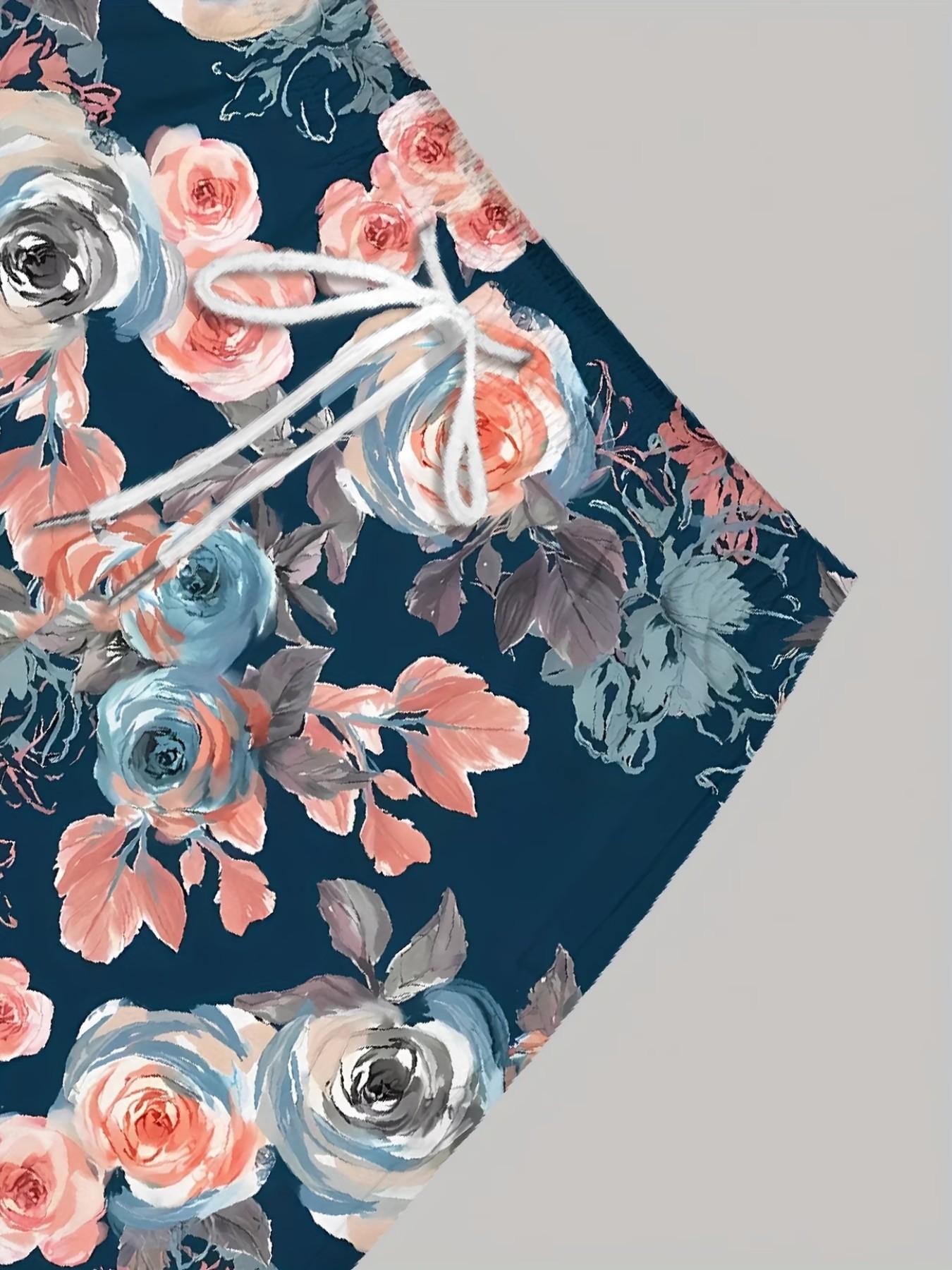 Men's Floral Athletic-Casual Shorts