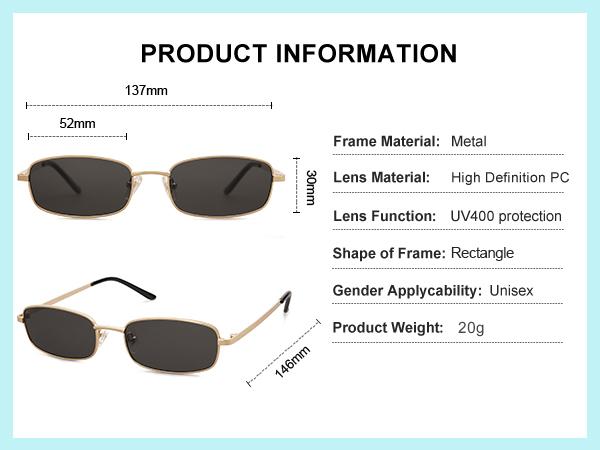 SOJOS Small Y2k Narrow Rectangle Sunglasses Womens Mens Retro 80s 90s UV400 Sunnies