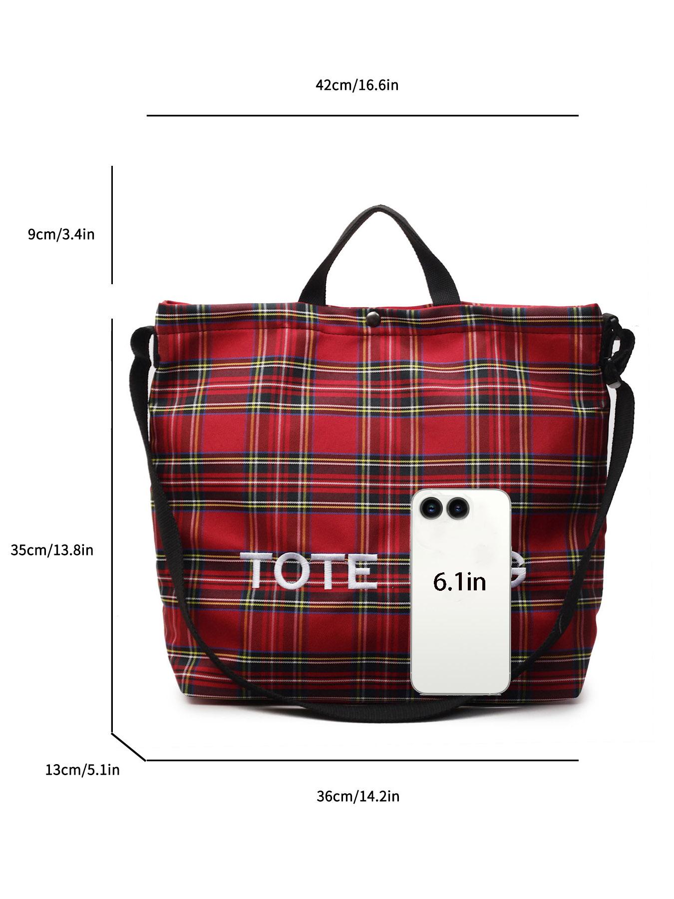 Trendy Plaid Pattern Tote Bag, Large Capacity Shoulder Bag for Women & Men, Versatile High-quality Daily Commuting & Shopping Bag