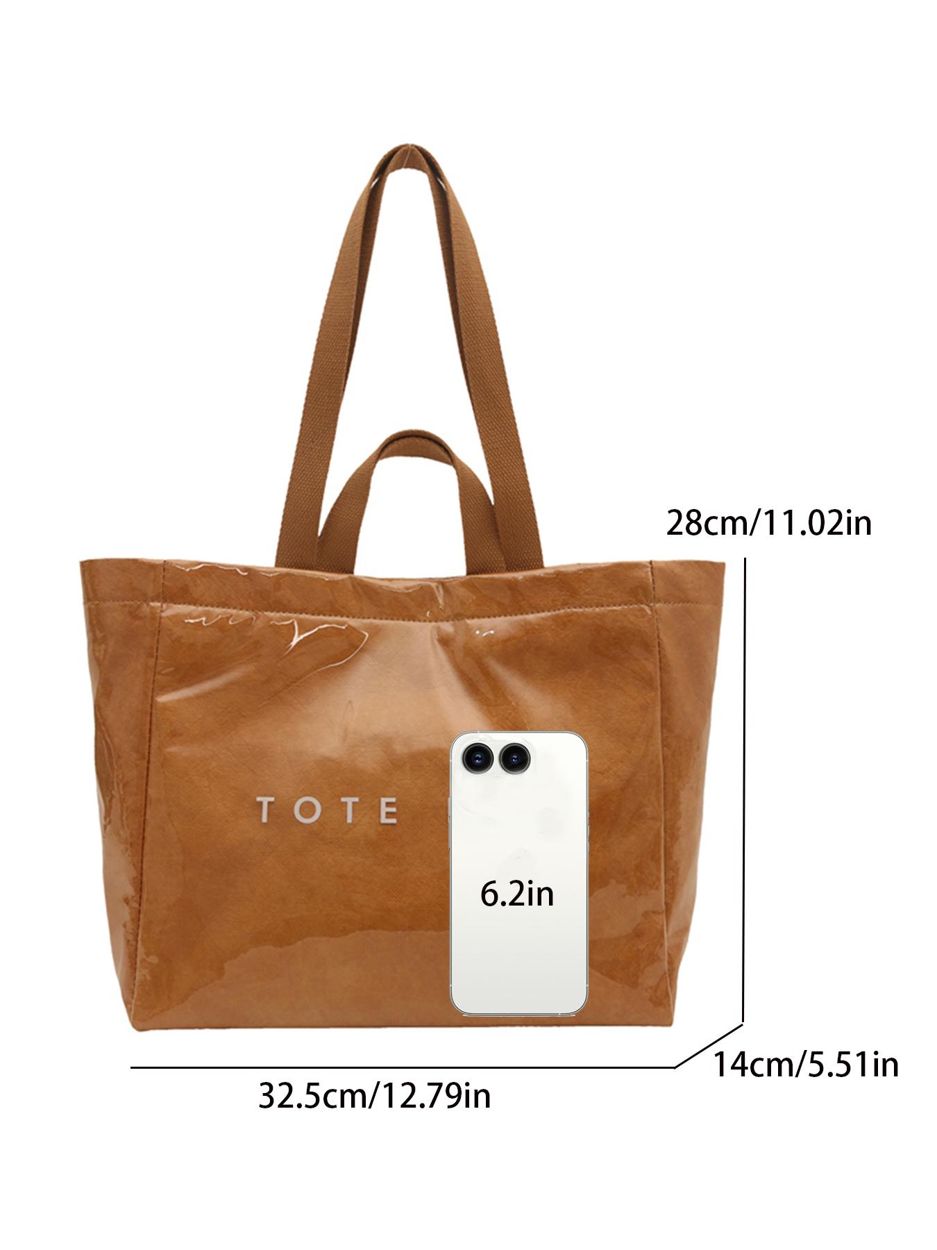 Women's Solid Color Tote Bag Office Work Bag, Fashionable Large Capacity Shoulder Bag for Work & Daily Used, Casual Trendy Versatile High-quality Daily Commuting Bag