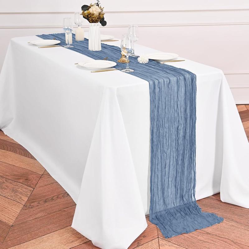 6/10/15/24 Pack Cheesecloth Table Runner 17 x 108 Inch Gauze Table Runner Fall Thanksgiving Boho Rustic Farmhouse Fabric Semi Sheer Cheese Cloth Table Decor Bulk for Rustic Romantic Wedding Baby Shower Party Table Holiday Decoration