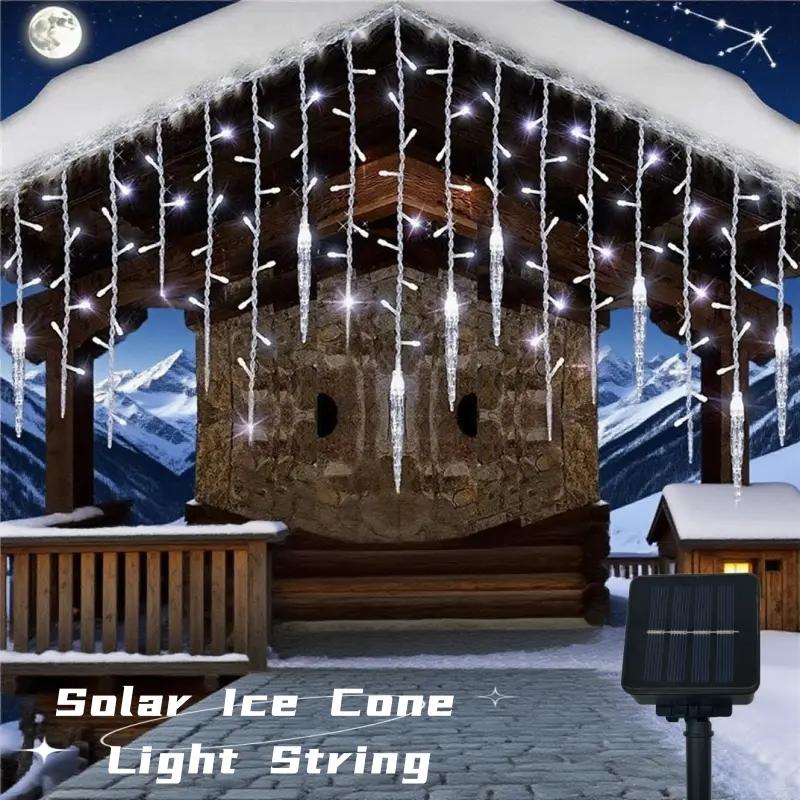Solar Powered Christmas Lights String, 96 LED Icicle Design, Perfect for Wedding, Holiday Decorations, Outdoor Use, LED Star Light, Solar Firefly String
