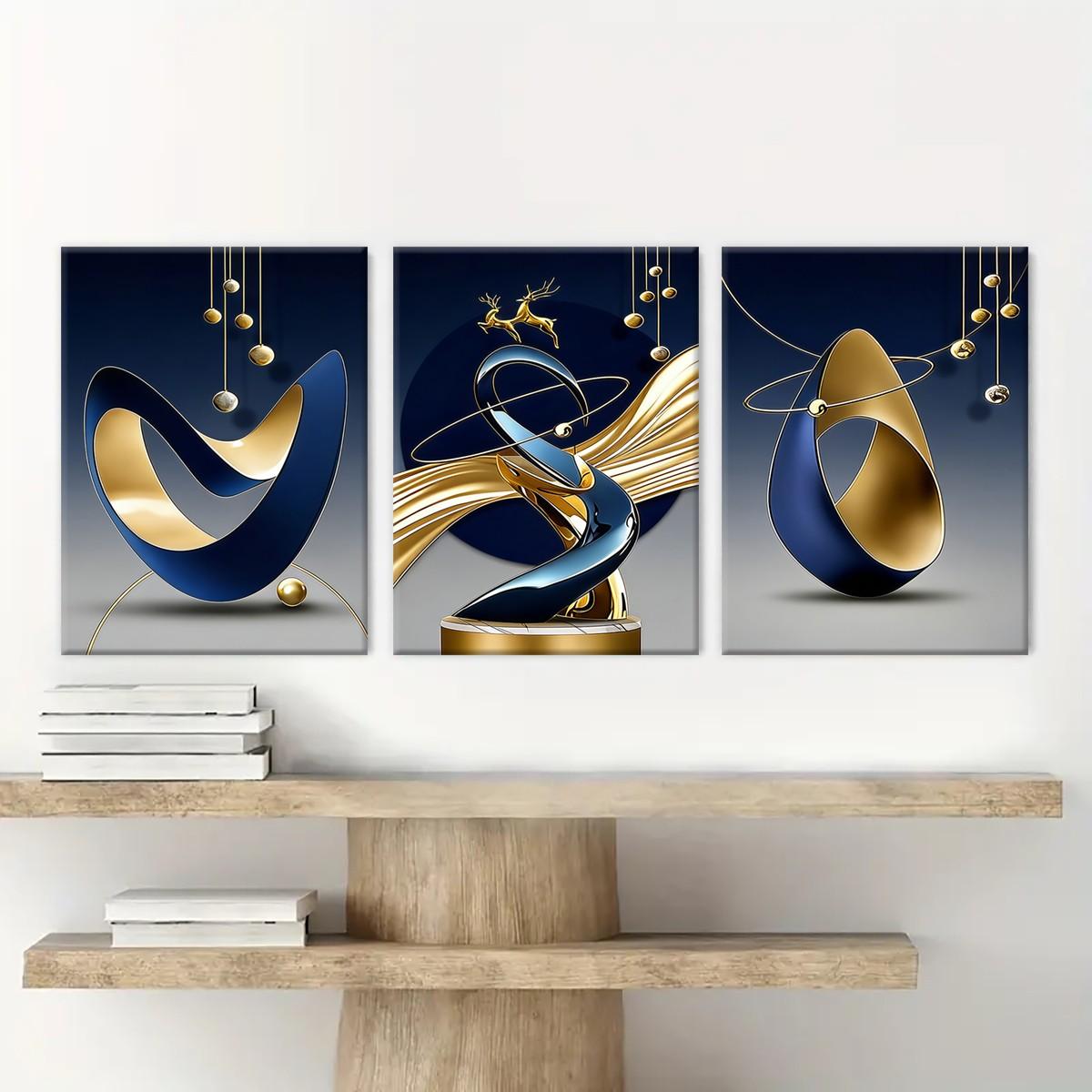 3 count wooden frame canvas, fashionable geometric design poster, modern abstract art decoration, Contemporary Art, exquisite family poster, suitable for living room corridor wall, HD inkjet printing, waterproof art, Artwork