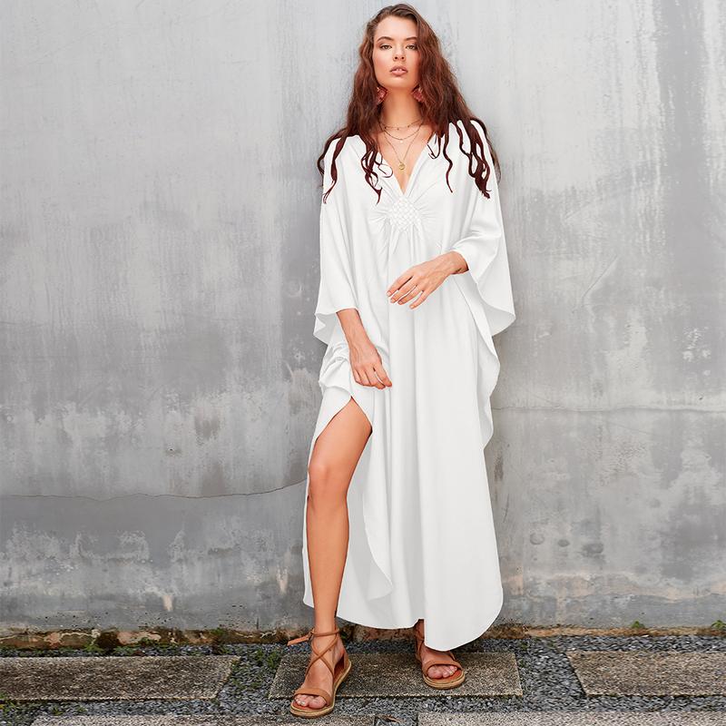 Bsubseach Women Ethnic Print Kaftan Dress , Plus Size All Over Print  TunicDress, Boho Casual V Neck TunicDress for Women, Women's Plus Cover Up,Mrs. Roper Kaftan ，bubu，mumu，Casual Womenswear Maxi Modesty Muslim Clothing Baggy