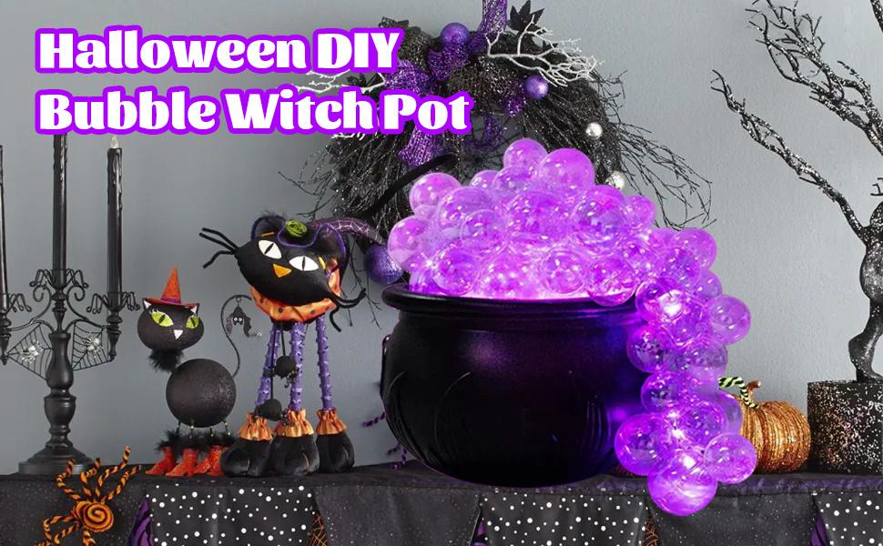 Halloween Witch Cauldron Indoor Decoration - DIY Bubbling Cauldron Set, Black Plastic Bowl Magic Spell Party Decoration - Horror Vintage Decoration for Home Kitchen Room Parties, Witch Cauldron Halloween Decoration