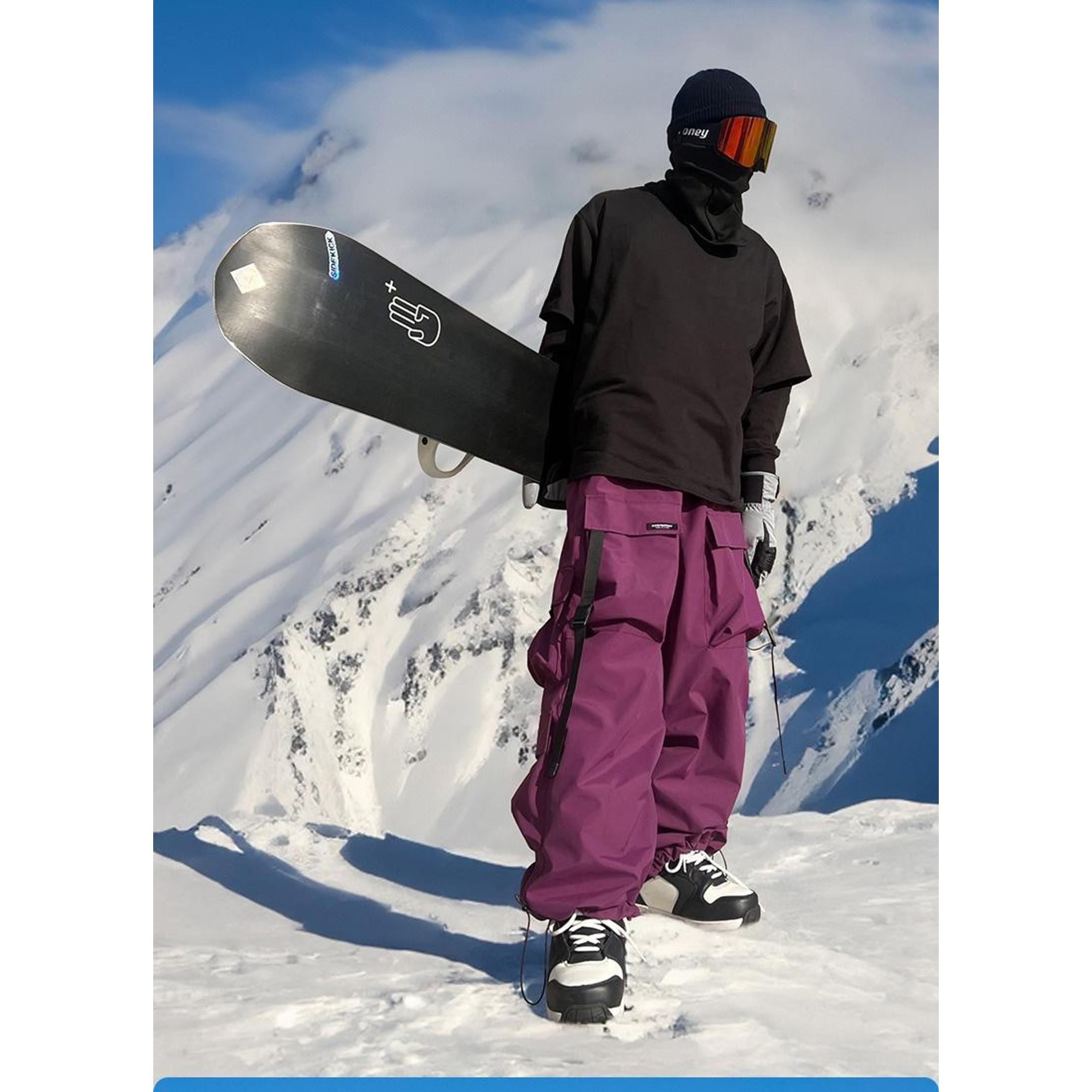 American Heavy Industry Snow Wear Pants Outdoor Couple Wear Sports Charge Hooded Ski Suit Violet
