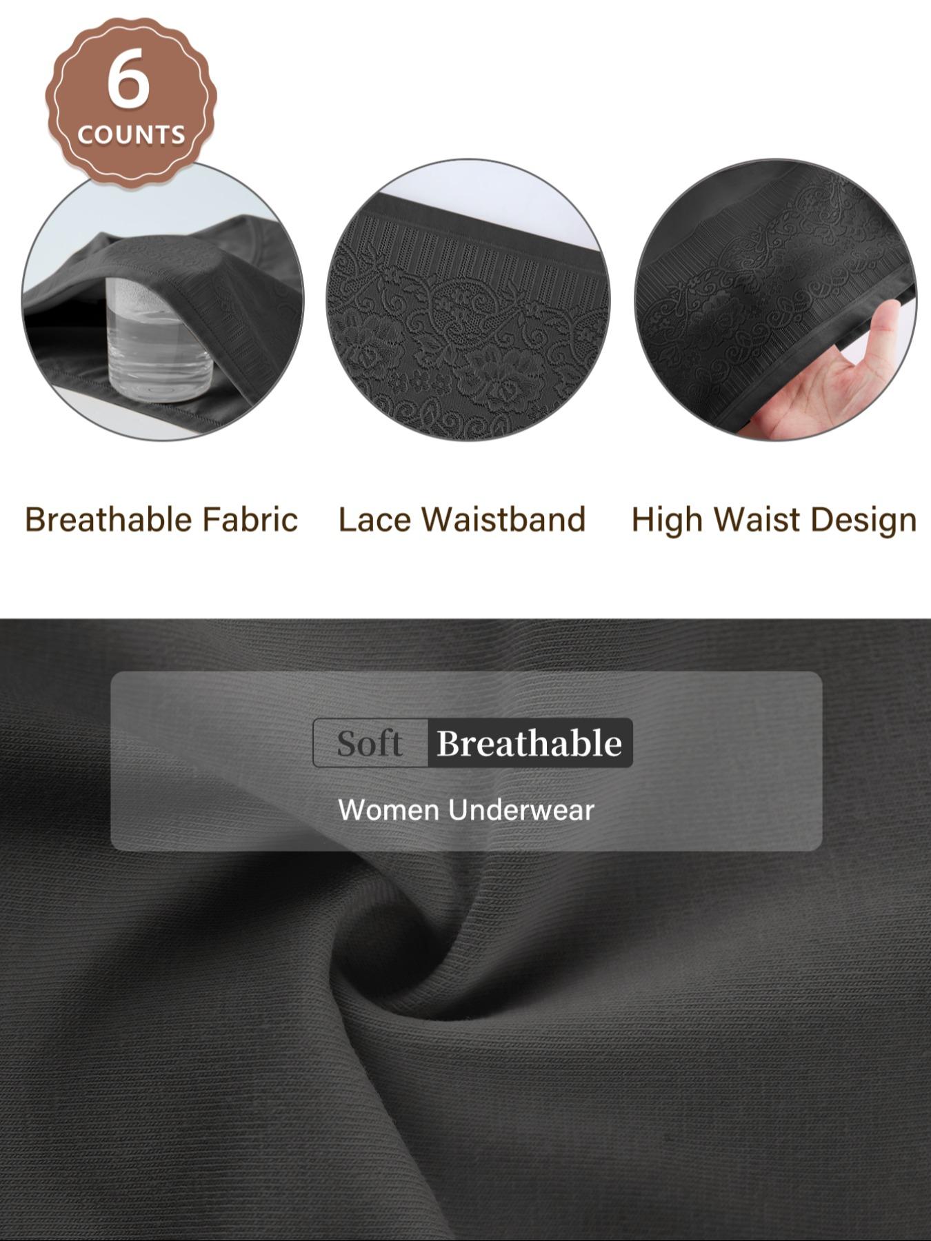 Women's High Waist Floral Print Underwear, Comfortable Fitted Design, All Season Casual Style, Moderate Fabric Thickness, Pack of 6 High Waisted Seamless