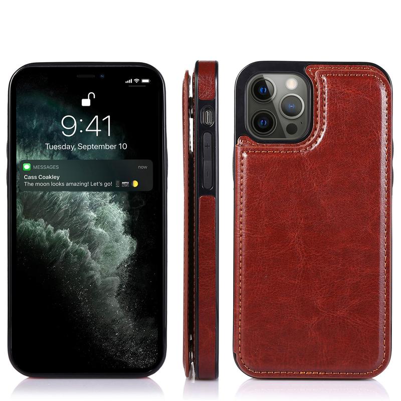 OREKROY Wallet Case with Card Holder For iPhone 16 17 15 14 13 12 Pro Max ,PU Leather Kickstand Card Slots Case Double Magnetic Clasp and Durable Shockproof Phone Cover Back Card Wallet