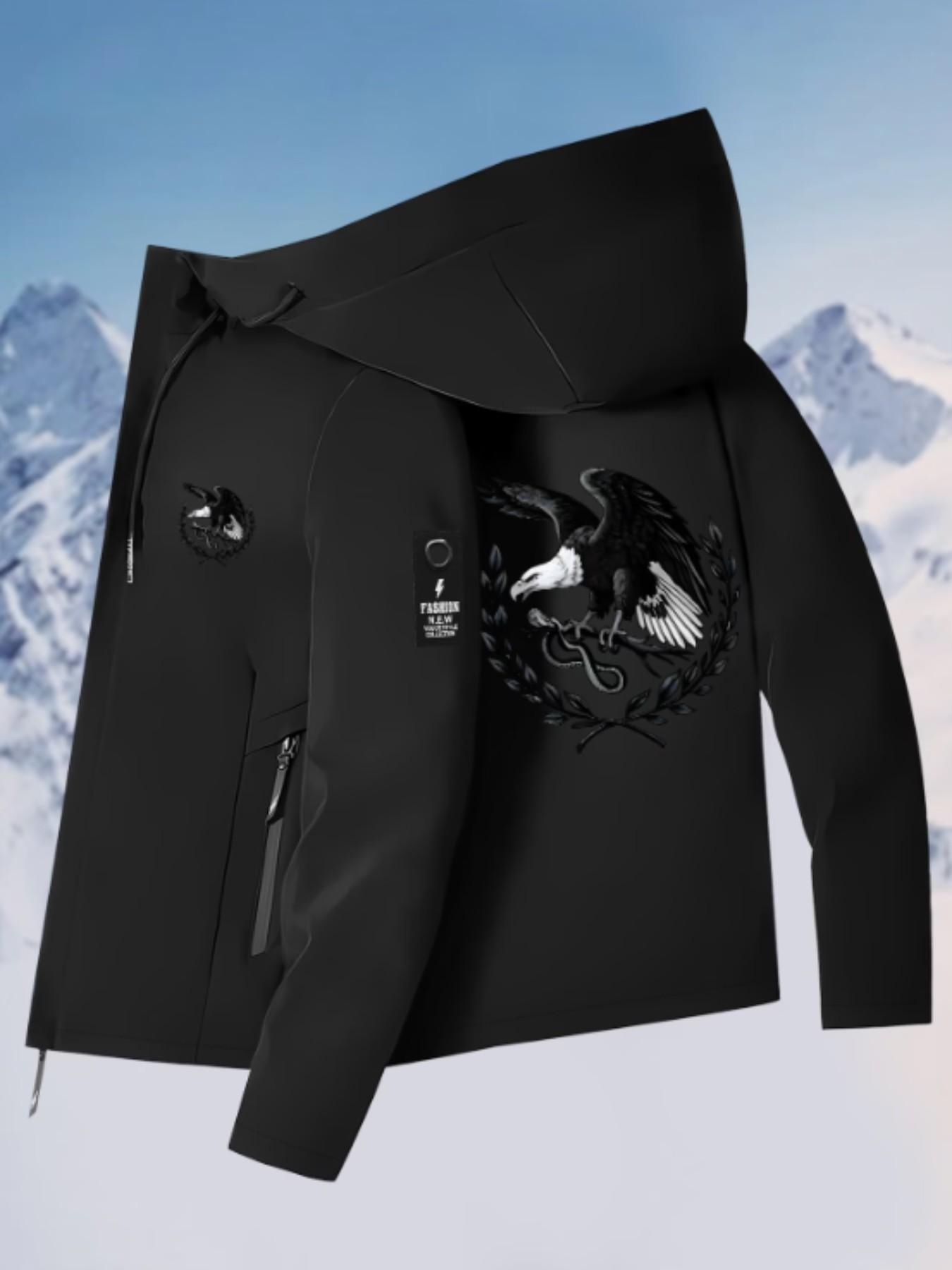 Spring Autumn New Couple Windbreaker, Eagle Snake Print, All-Season Outdoor Hiking Jacket, Long Sleeve Fitted Outerwear for Men and Women