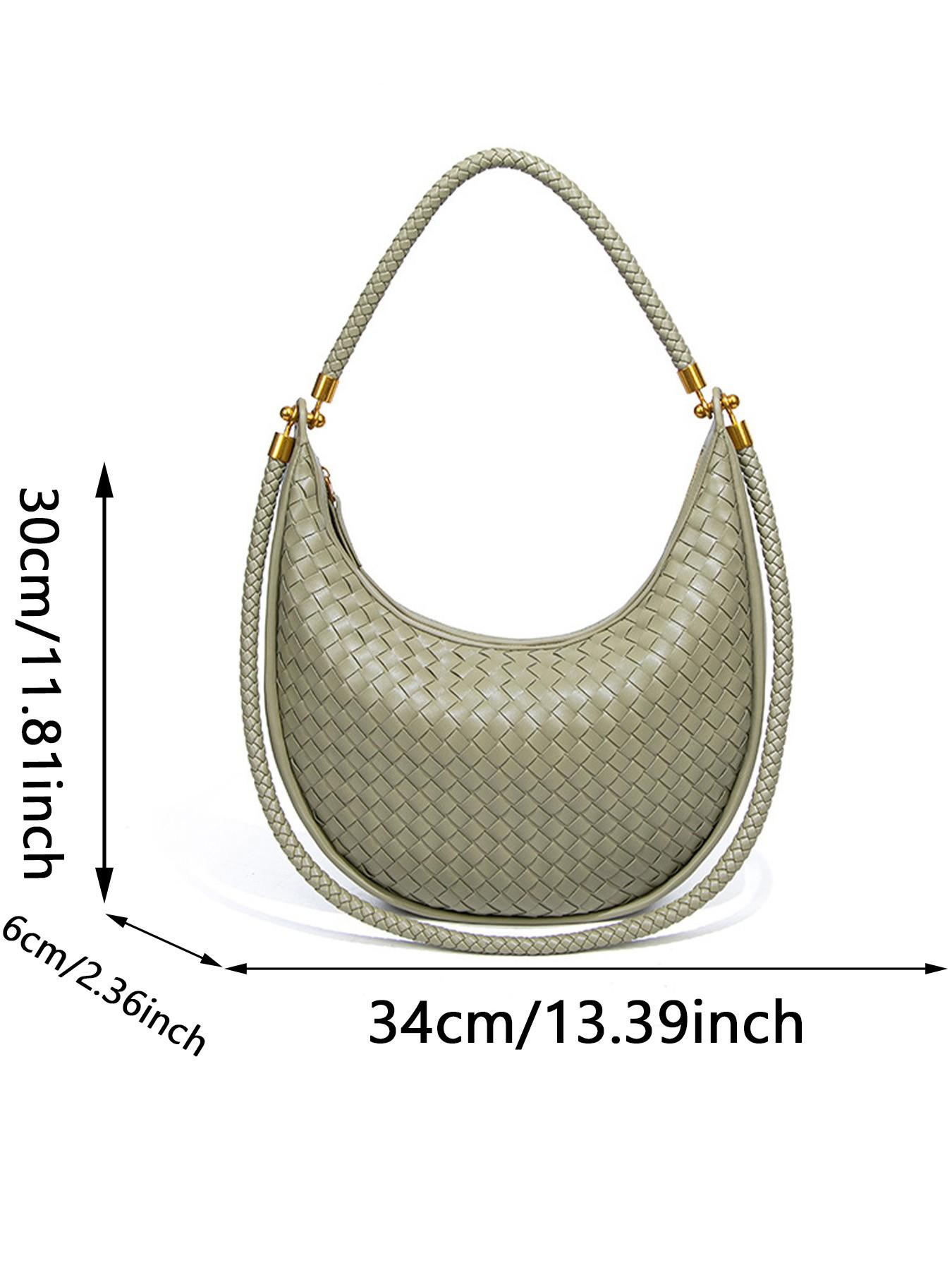 Handmade Custom Woven Bag for Women, Casual Handbag, Crescent Moon Shoulder Bag, Avocado, Lazy Chic, High-End Style