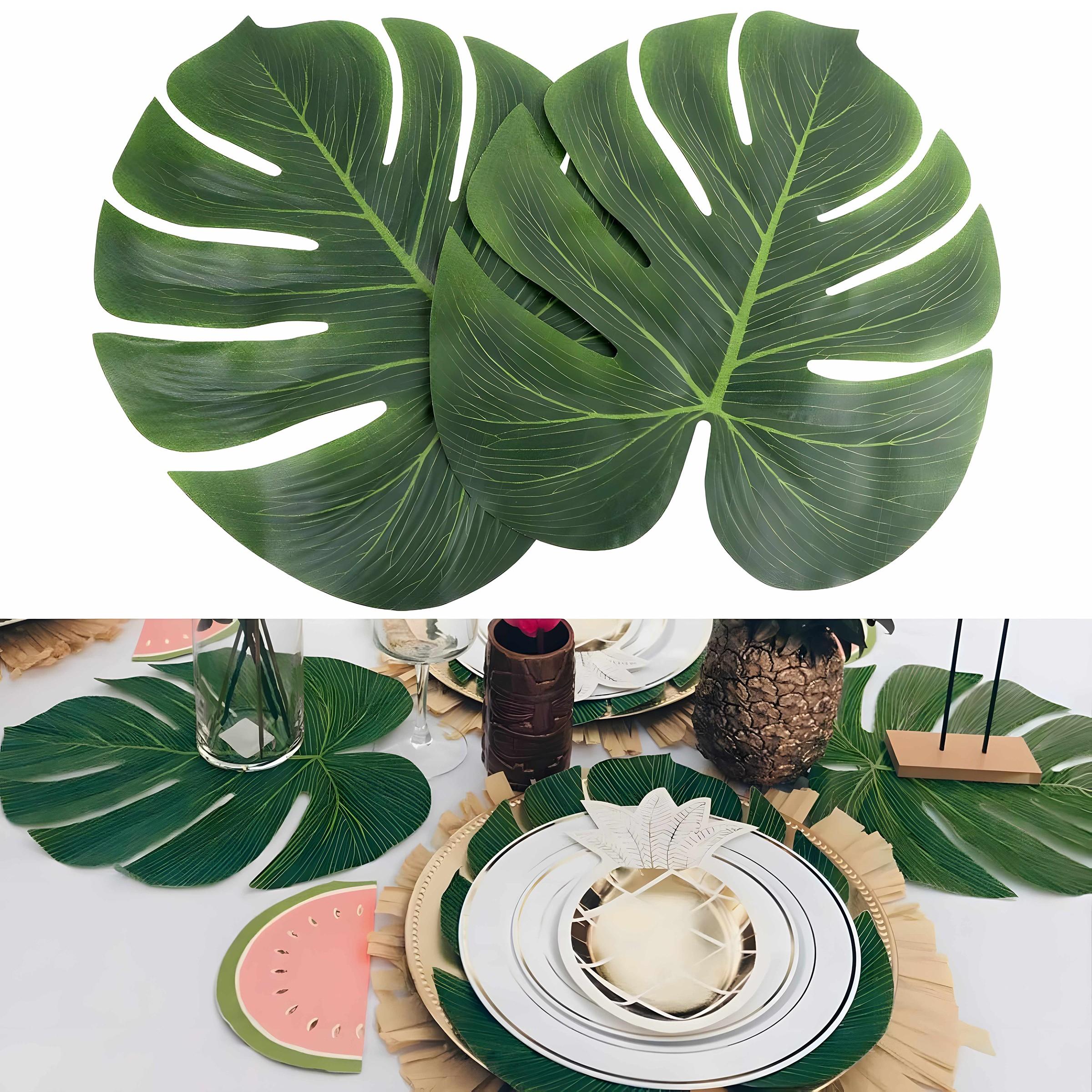 30pcs Palm Leaf Artificial Tropical Monstera Leaves, Hawaiian Party Table Decor, Wedding Birthday Theme, Plant Party Decoration, Artificial Plants, Decorative Artificial Plants, Decorative Fake Plants
