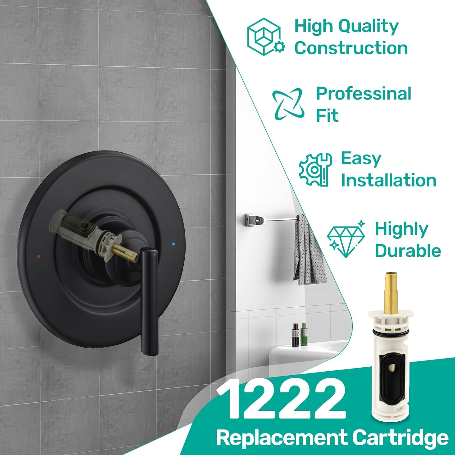 1222 Replacement  Kit for Moen  Handle Posi Temp Faucet, Compatible with Moen Bathtub & Shower Valve , Including 104421