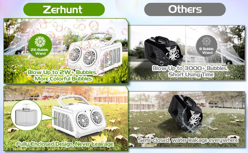 Zerhunt Upgrade Bubble Machine, 20000+ Bubbles Per Minute Bubble Blower, Toys for Boys and Girls Outdoorfun Birthday Parties Christmas