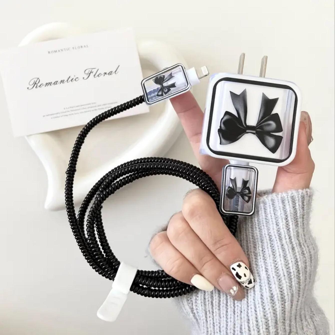 Charger Protector Case with Silicone Strap, Charging Cable Organizer, Compatible with iPhone Accessories, Durable Phone Accessory, Type C Charging, Casing