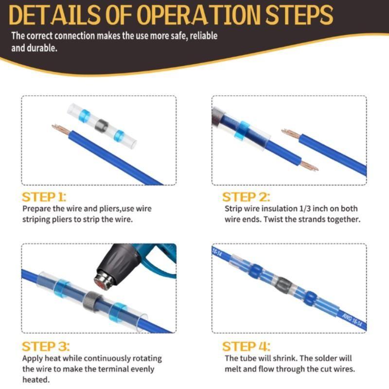 300pcs Solder Seal Wire Connectors, Haisstronica Waterproof Heat Shrink Butt Connectors, Self Solder for Marine, Aircraft, Boat, Truck, Stereo, Joint