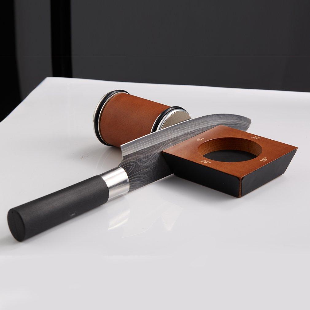 Rolling Knife Sharpener , Select Tool Knife Sharpener for Kitchen, Wooden Knife Sharpening Kit with Strong Magnetic Angle