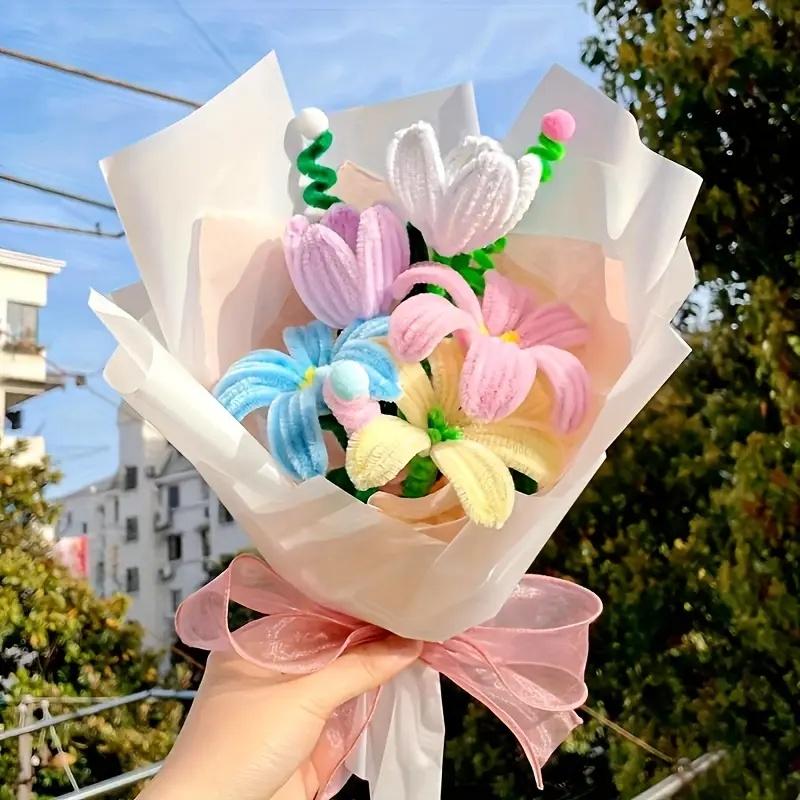 100pcs Multi-Color Classic Macaron Twist Rods, DIY Handmade Wool Straws, Easter Bunny, Perfect for Crafts and Flower Arrangements