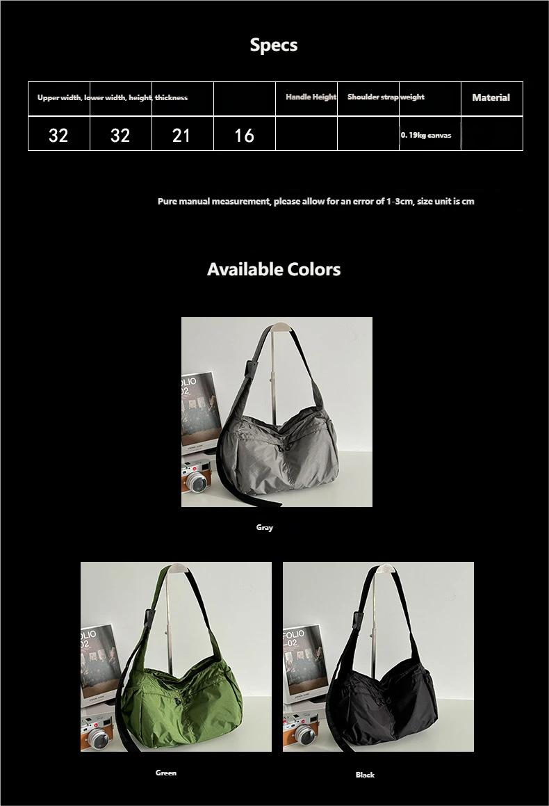 Men’s Waterproof Canvas Messenger Bag - Japanese Dumpling Crossbody Bag, Large Capacity, Multi-Pocket, Lightweight, Durable, for Work, Travel