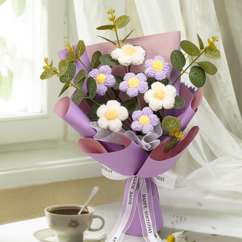 Handmade Crochet Flower Bouquet,Soft Touch Artificial Flower Bouquet, Decorative Flower forfamily, friends,Mother's Day Gifts, Anniversary ,Deals for you days Yarn Fruit