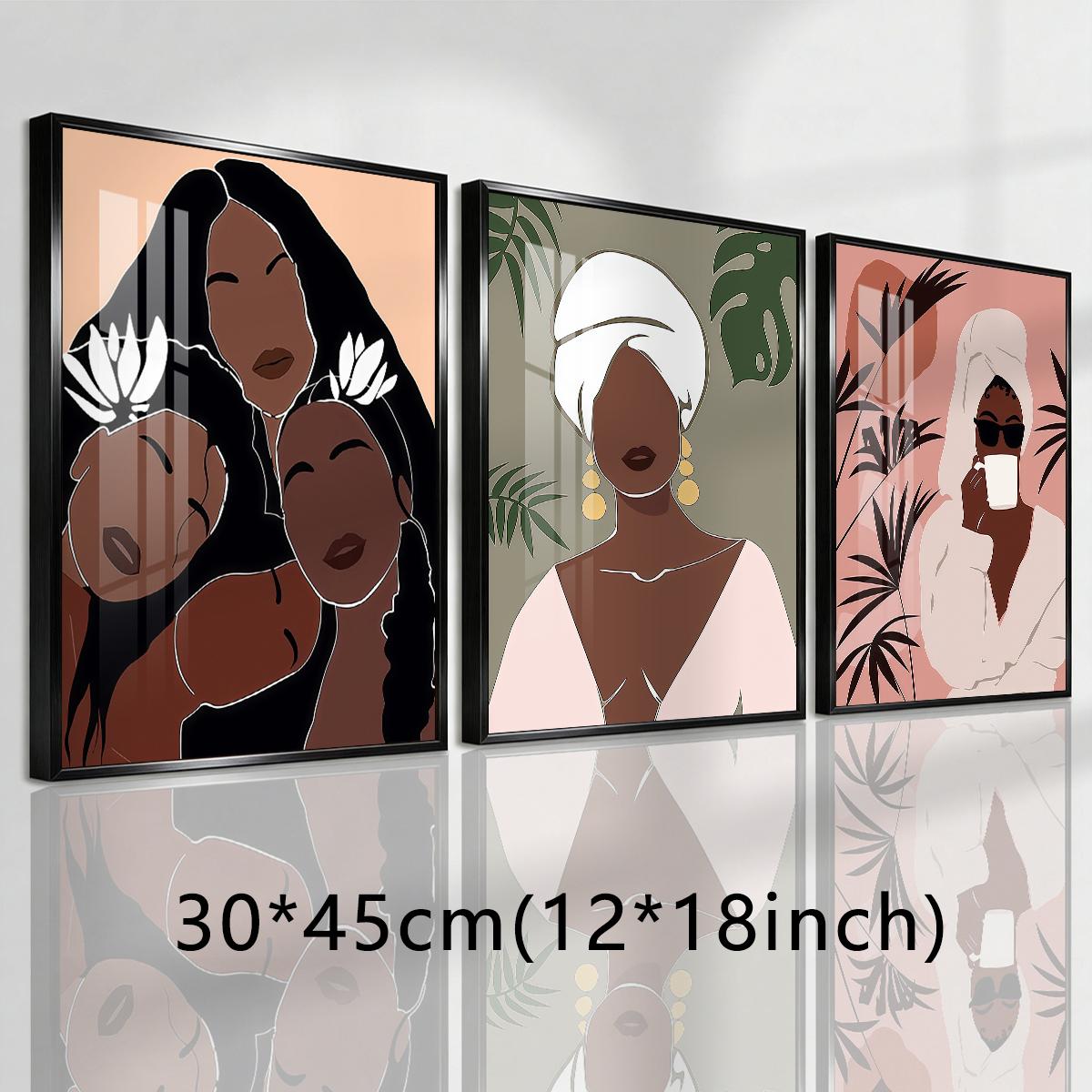3 Counts Aluminum Alloy Framed Painting, Abstract Women Portrait Art Pictures, Home Decoration For Living Room, Bedroom, Office, Restaurant, Hallway Wall Decor, Odorless Print Artwork, Luxury Perfect Gift For Friends And Family