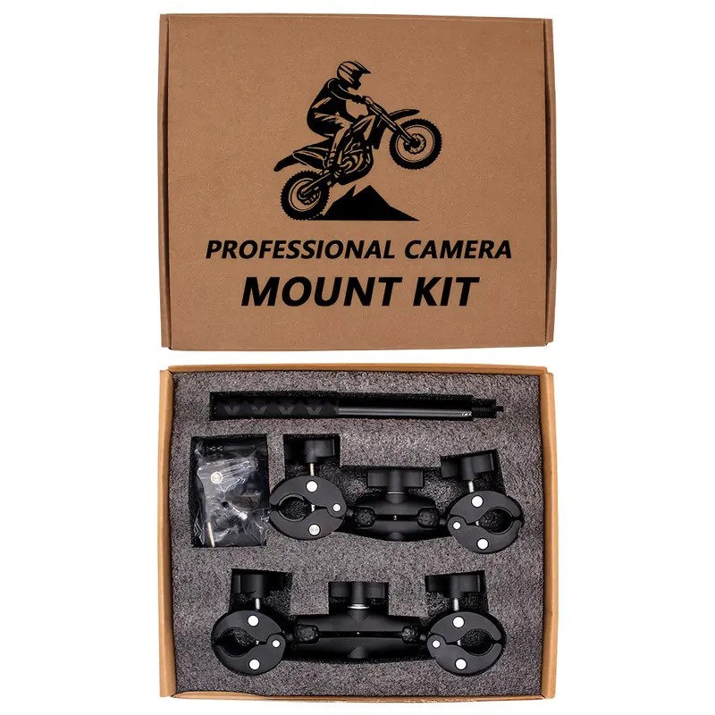 2026 New Motorcycle Mount Kit Holder, Suitable for Insta360 One X5 X4 X3 X2 RS DJI OSMO Gopro, Robust Motorcycle Clamp Mount, Extendable Panoramic Stick, Non-Slip CNC Base, Ideal for Cycling Videos, Umbrella Clamp