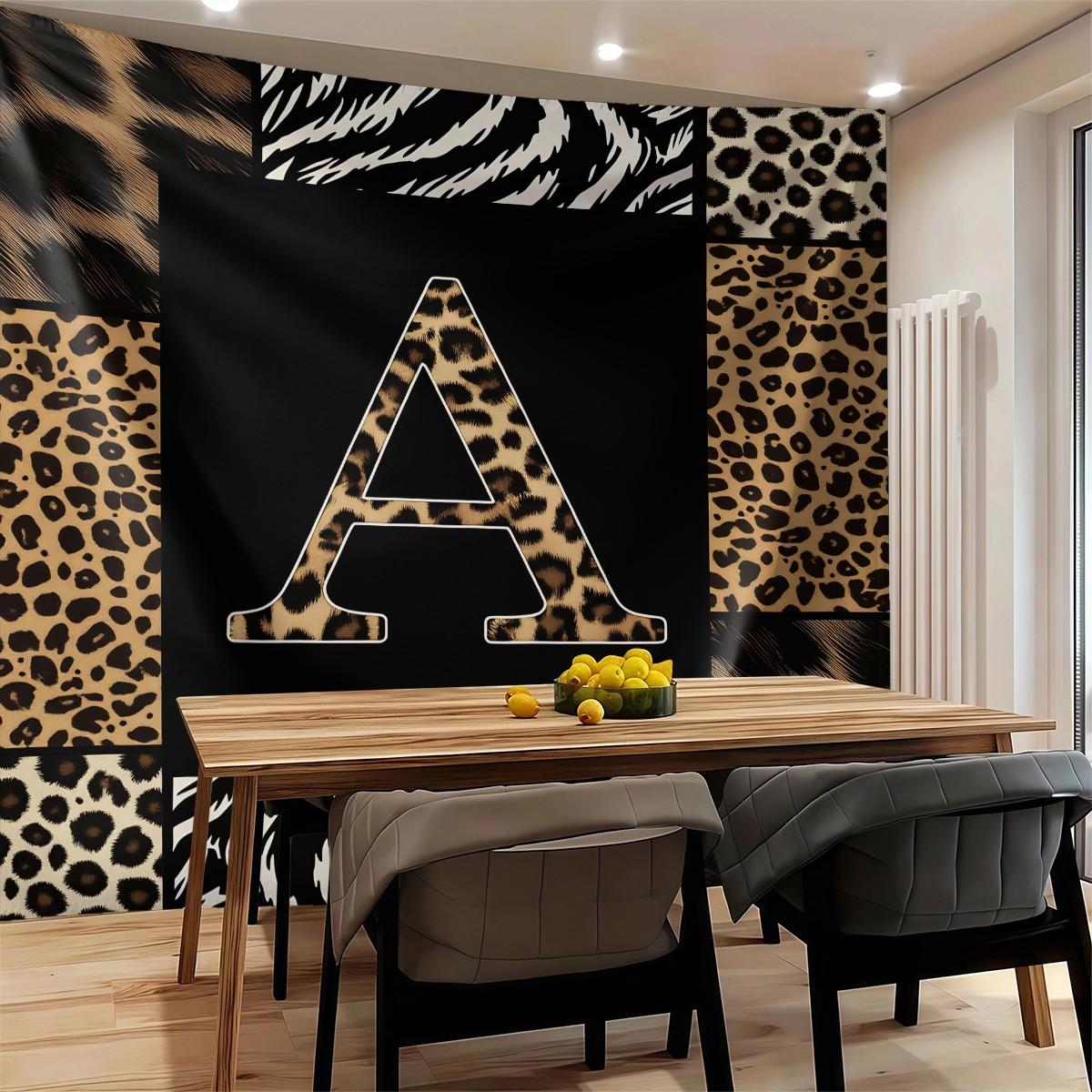 Animal Print Monogram Wall Tapestry, Leopard Zebra Tiger Initial Wall Hanging for Bedroom Dorm, Home Decor Gift for Animal Lovers Animal Print Monogram Wall Tapestry, Leopard Zebra Tiger Initial Wall Hanging for Bedroom Dorm, Home Decor Gift for Anim