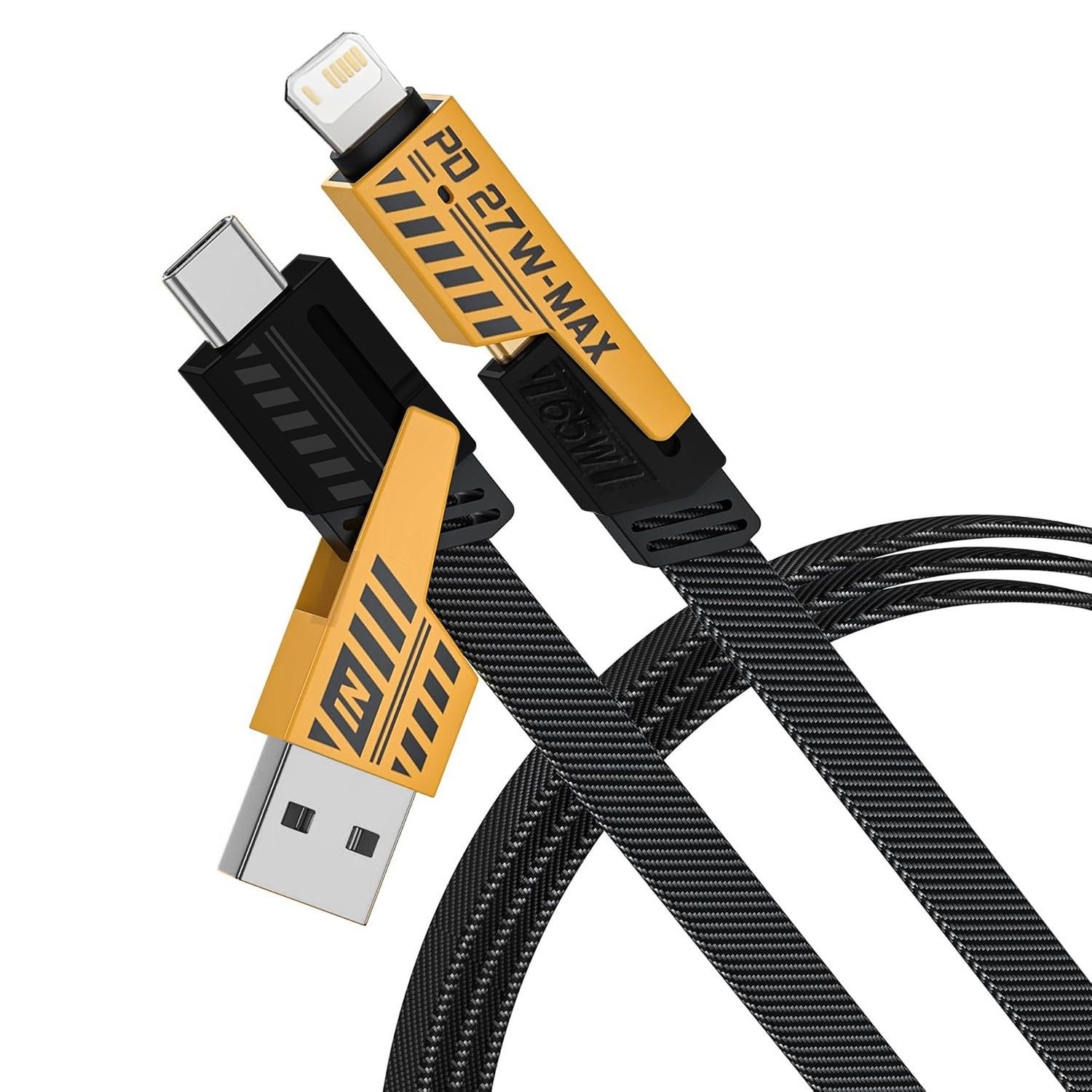 1/2/3pcs Wholesale Phone Dual Charging Cable, 65w USB PD to Type-C iOS Interface, Pd27w 2-In-1 Charger Data Cable, Fast Charging Cord