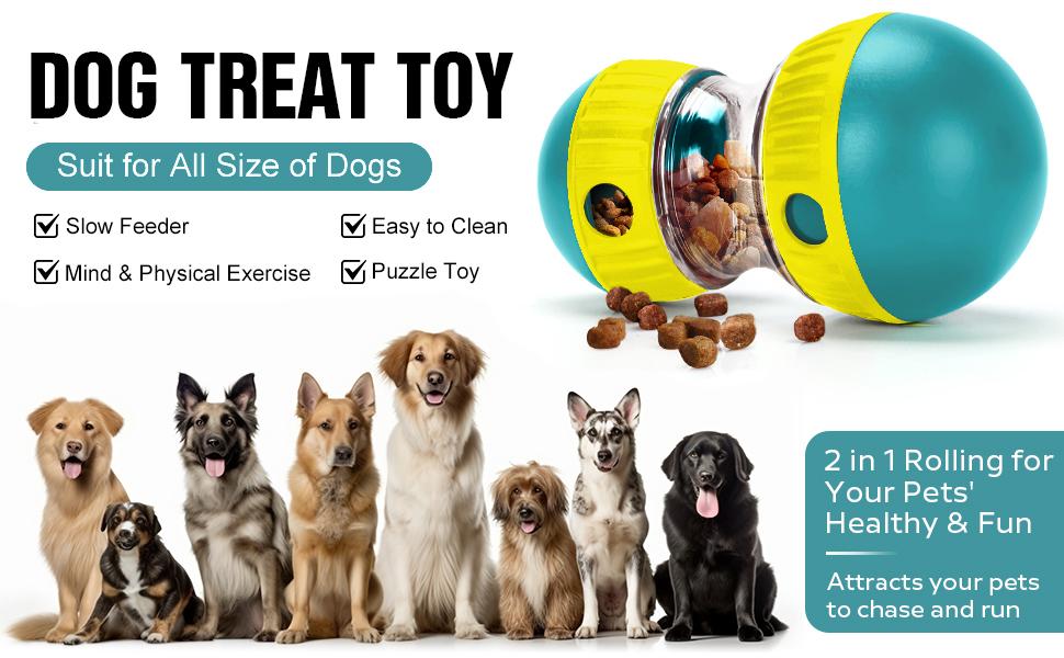 Interactive Dog Treat Ball, Dog Treat Dispenser Toy - Interactive Adjustable Treat Dispensing Dog Puzzle Toy - Mental Stimulation & Slow Feeder for Small, Medium, and Large Breeds - Durable & Fun Boredom Relief Game