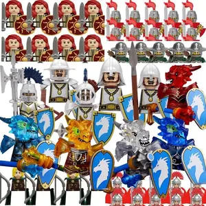 MOC Military Soldier Movie Character Building Blocks Accessories Medieval Castle Knight Helmet Shield Mini Brick Gift Toy E008