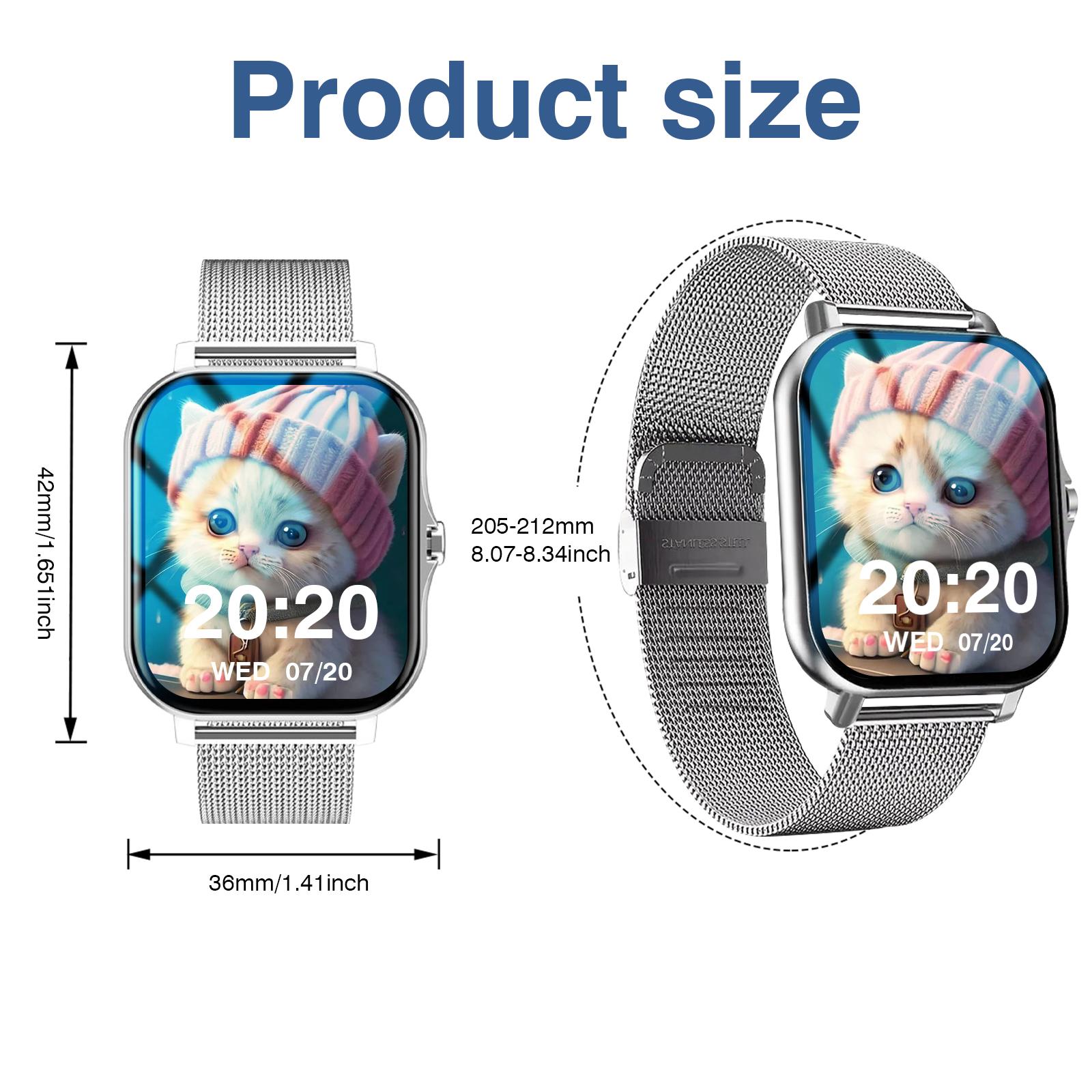 Smartwatch with Call Function - Wireless Call, Message Reminder, Pedometer & Calorie Tracking, Multiple Sports Modes, Weather Forecast, Wireless Connection, Comfortable, Unisex