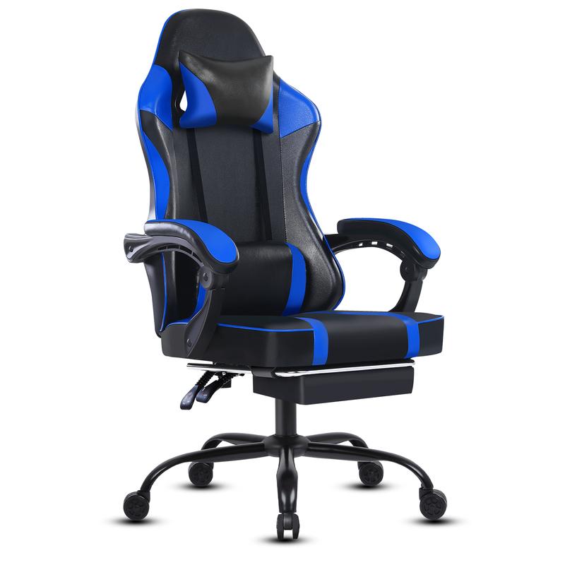 Bellemave Video Game Chairs for Adults PU Leather Gaming Chair with Footrest 360°Swivel Adjustable Lumbar Pillow Comfortable Computer Chair Ergonomic Design