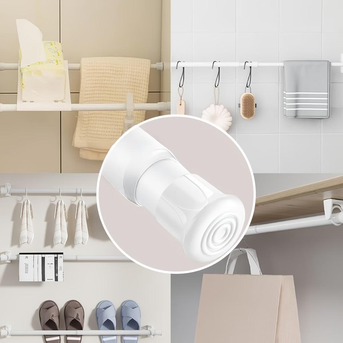 2 Pack No Drill Extendable Curtain Rod, Spring Tension Anti-Slip Adjustable Rod for Window, Bathroom, Wardrobe & Kitchen, Heavy Duty Multi-Use Organizer Rod