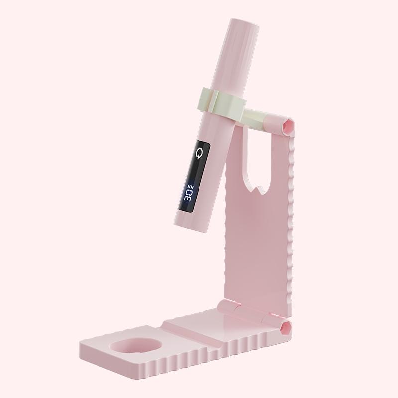 Mini portable LED nail light + stand, equipped with digital display, USB rechargeable lithium battery, compact design, suitable for home and travel, it is the perfect gift for nail care