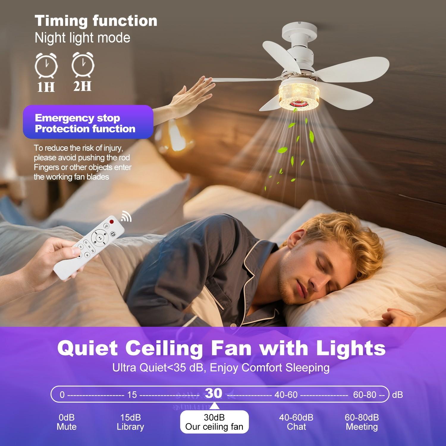 Bluetooth-compatible Speaker Ceiling Fan Light, E27 Socket, RGB Adjustable Timer, Home Office Bedroom Kitchen, Modern Smart Fan