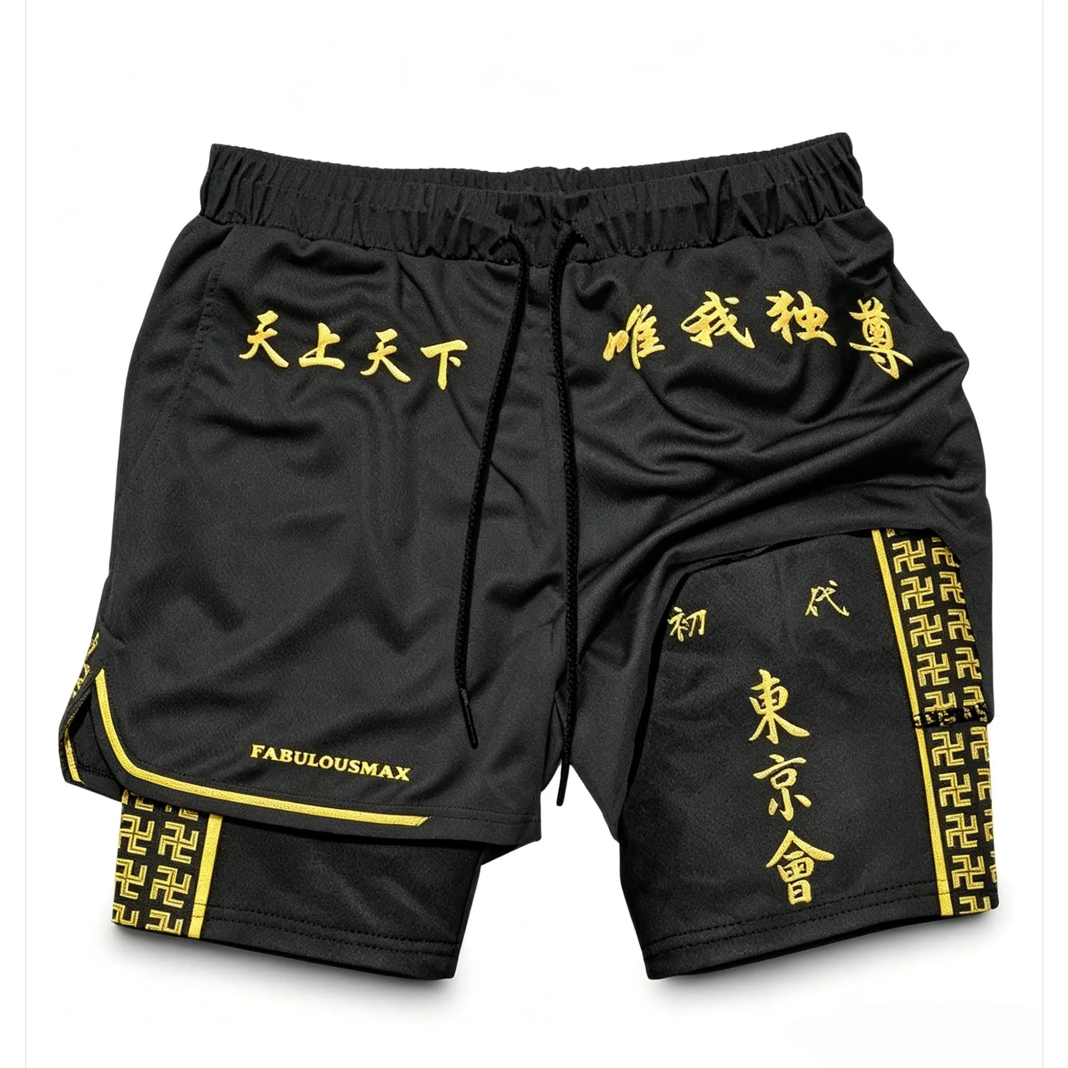 Tokyo Revengers Athletic Men's Sports Shorts, Summer Double-Layer Beach & Fitness Training Pantsmale clothing print menswear,2-in-1 running short,s bottom,quick dry breathable fabric,fight training shorts,gym fitness,activewear outfit