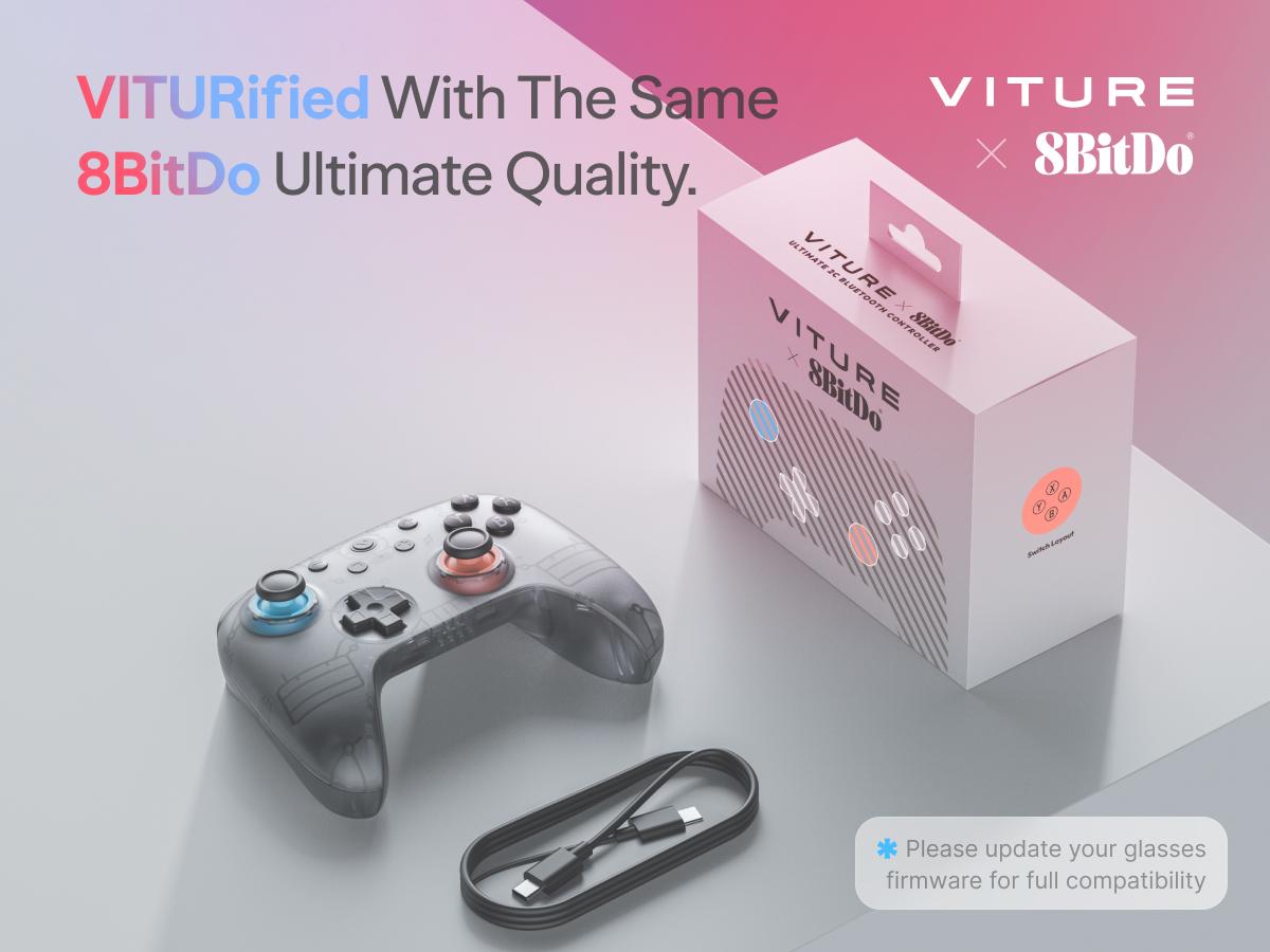 VITURE × 8BitDo Ultimate 2C Bluetooth Gaming Controller for Switch & Switch 2 | 6-Axis Motion Control | Hall Effect Joysticks | Rumble Vibration | Turbo Function | Wake on Shake | Smoky Translucent