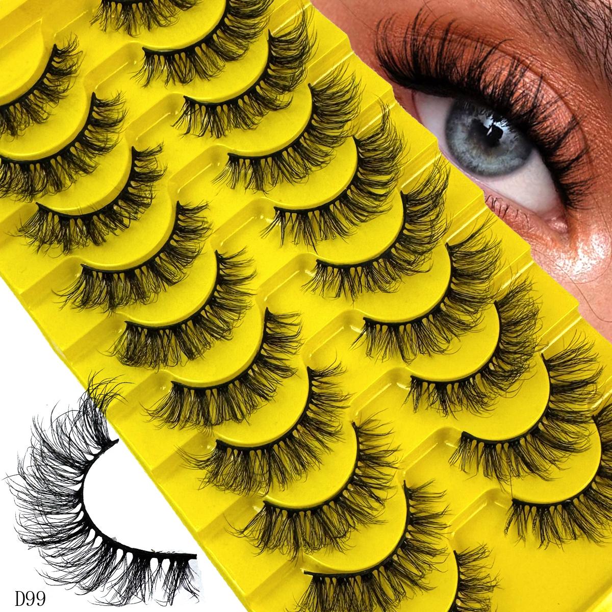 10 pairs of artificial mink false eyelashes, False Eyelash Set, 3D multi-layer fluffy eyelashes, thick and soft cat eye eyelashes, 10-18mm, suitable for beginners, reusable, black, creating a dramatic thickening effect
