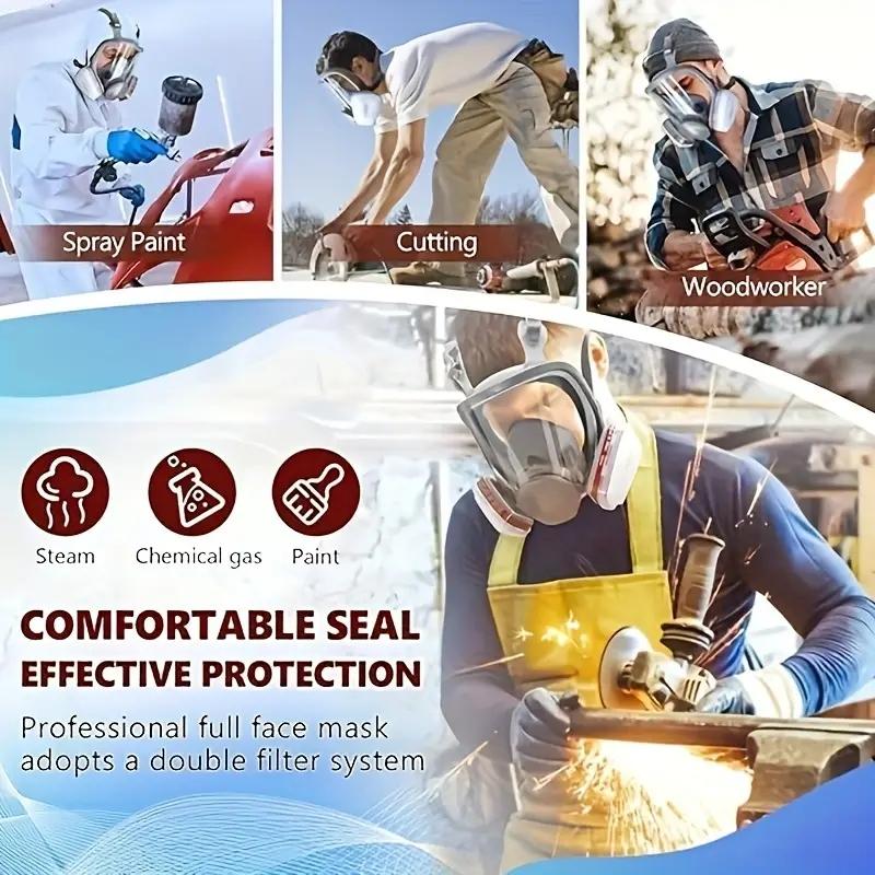 Silicone Upgrade Reusable Full Face Mask with Filter Box Anti-Toxic Protective Mask Set, 17-In-1/19-In-1, Protects Against Toxic Gases, Dust, Chemicals, Ideal for Painting, Sanding, Industrial Work