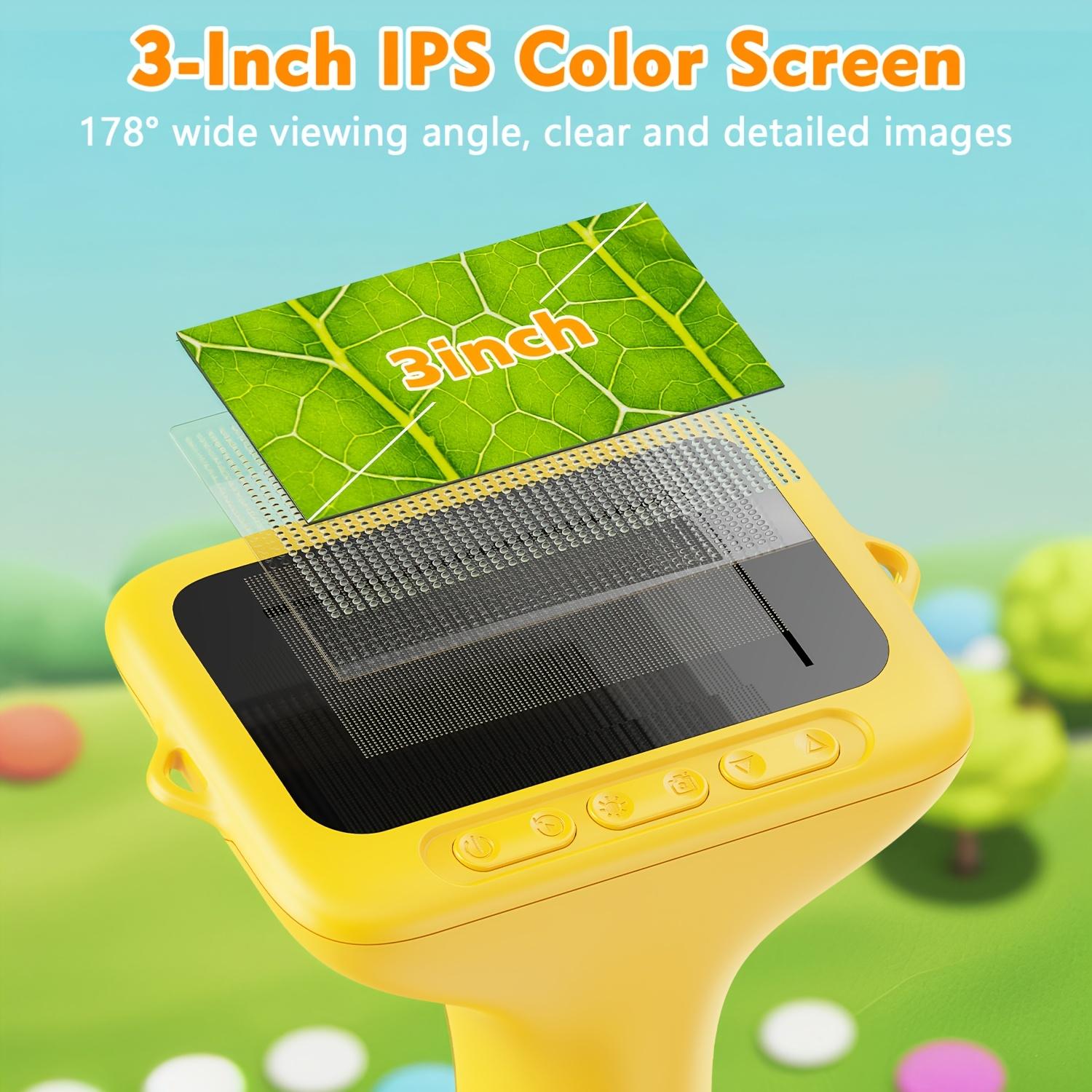 Portable Microscope, Handheld Digital Microscope with 8 Adjustable LED Lights, IPS Screen Electronic Magnifier, Suitable for Children and Adults, LCD Digital Microscope