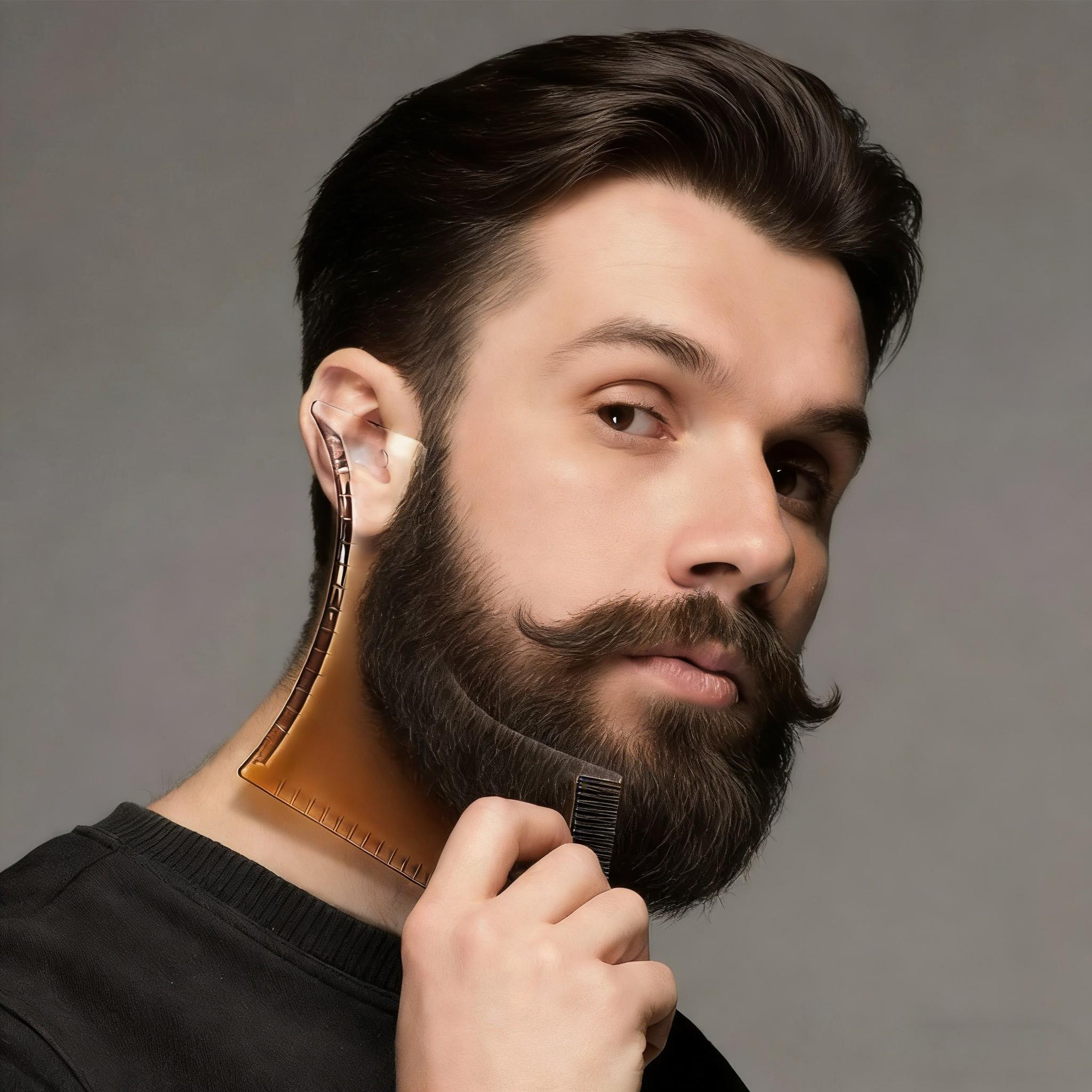 8 in 1 Clear Beard Shaping Tool With Comb, Thickened Beard Guide Shaper, Black Multifunctional Styling Template For Goatee Mustache Sideburn, Grooming Tool, Hair Styling Tools